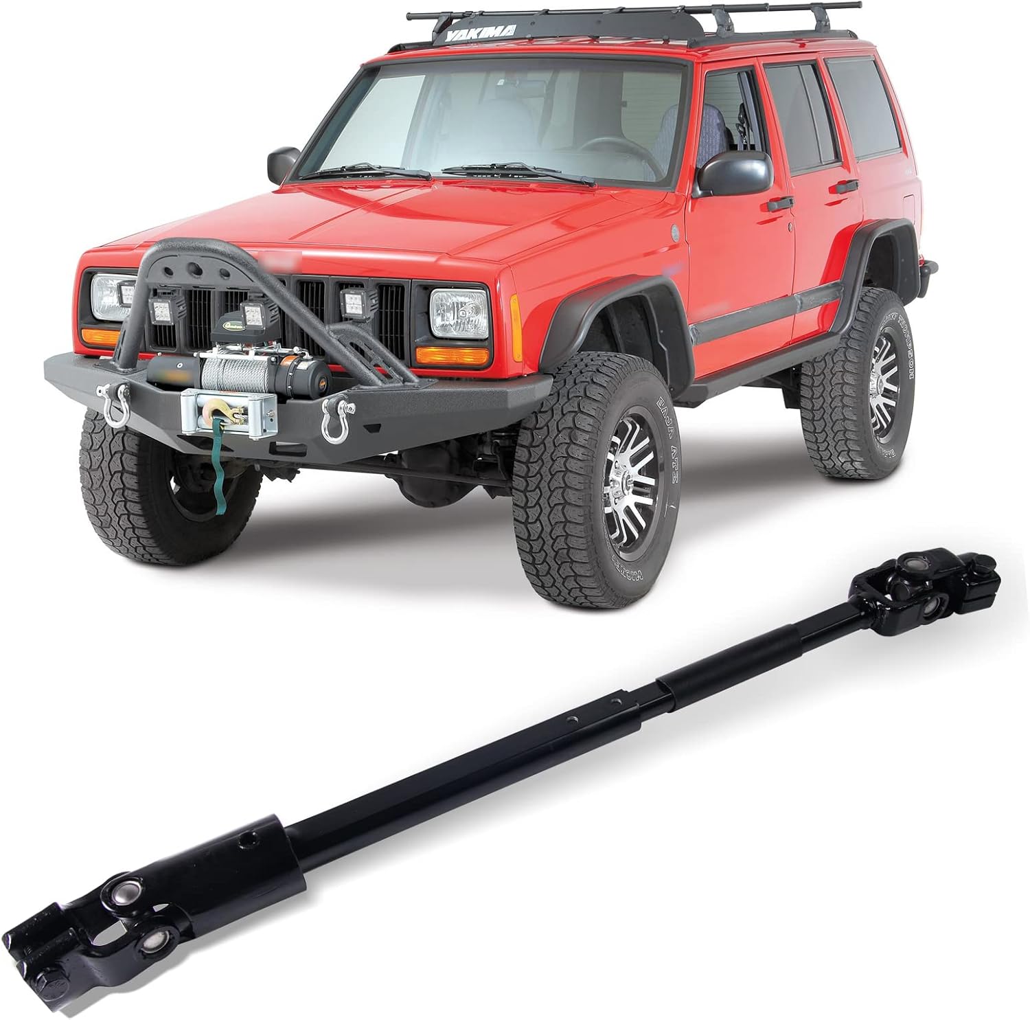 Lower Power Steering Shaft Compatible with Jeep Cherokee/Comanche/Wagoneer 1984-1994, Lower Power Steering Column Intermediate Shaft with Universal U Joint Coupler, Replace# 4713943