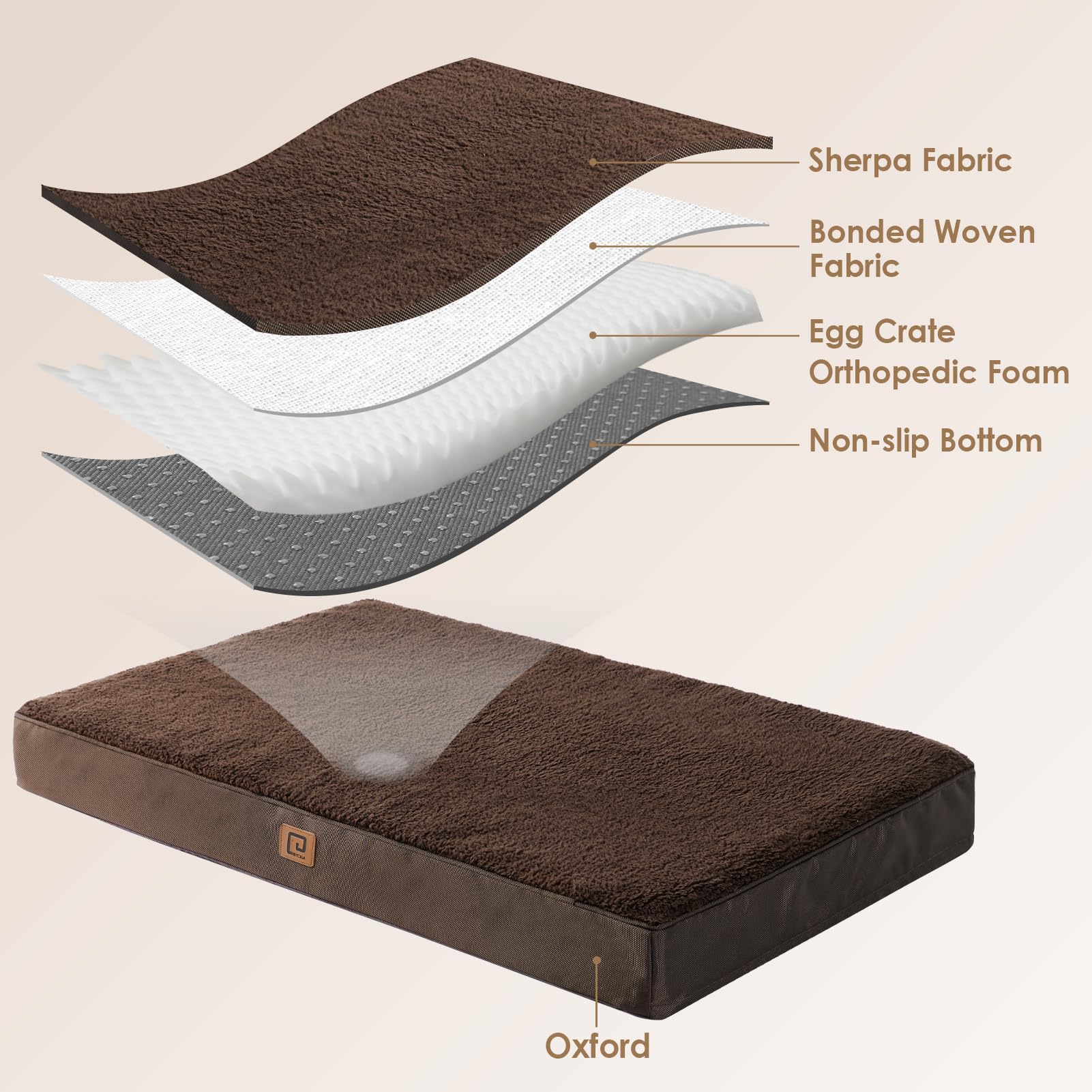 EHEYCIGA Cuccia Cane Interno Taglia Grande XL, (104L x 69W cm) Ortopedica Cuscino per Cani, Cuscino Cane Sfoderabile e Lavabile, Ortopedico Lettino per Cani, Orthopedic Dog Bed, Marrone