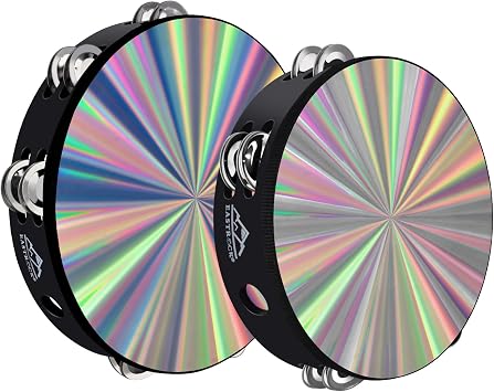EASTROCK 2 Pack 8 10 Inch Double Row Jingles Radiant Tambourine for Adults
