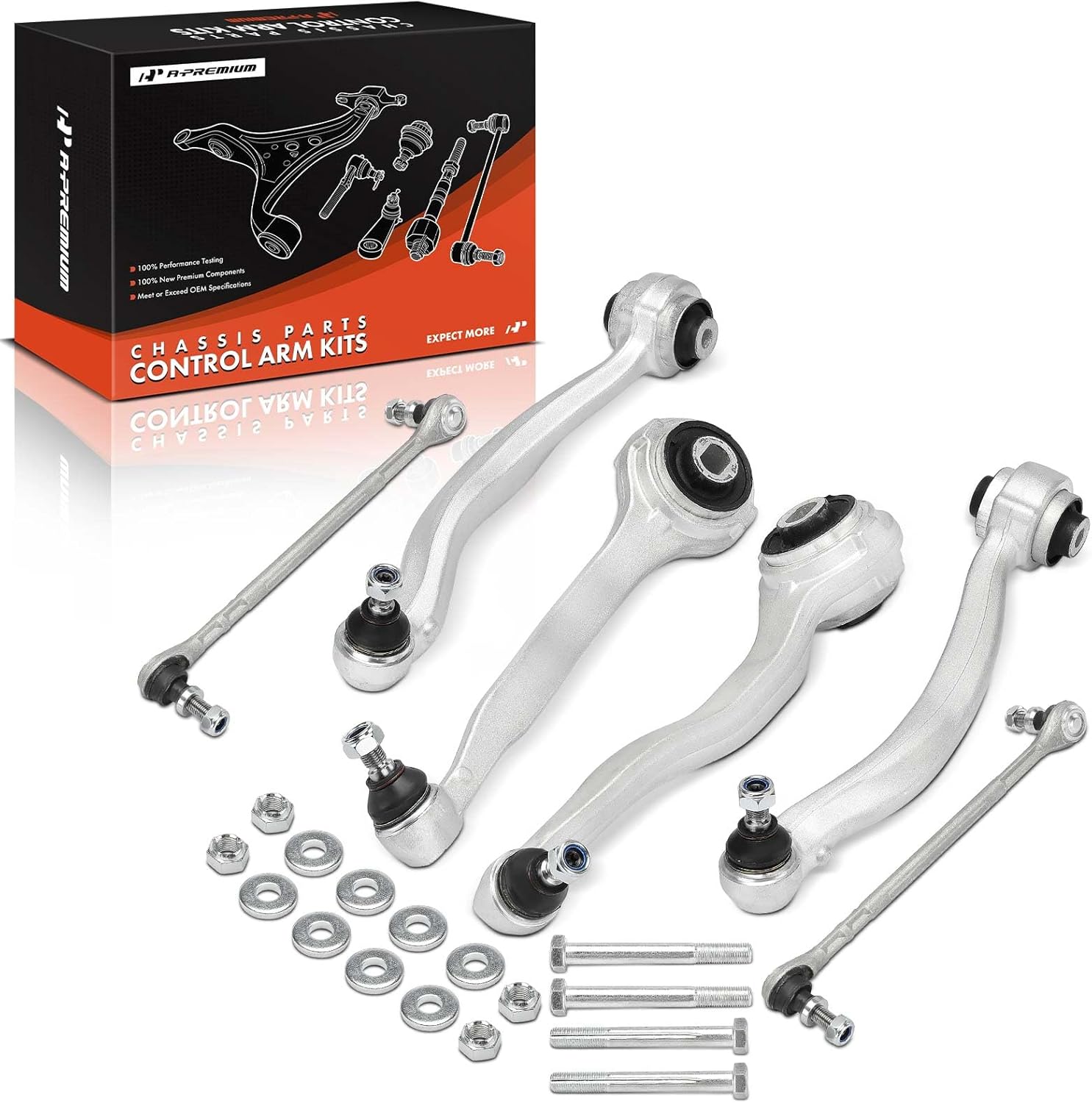 A-Premium Set of 6, Front Lower Control Arm, Sway Bar Link, Compatible with Mercedes-Benz C300 2008-2011, C250 2012-2015, C350 2008-2015, E350 2010-2014, E400 2015-2017, E550 2010-2017