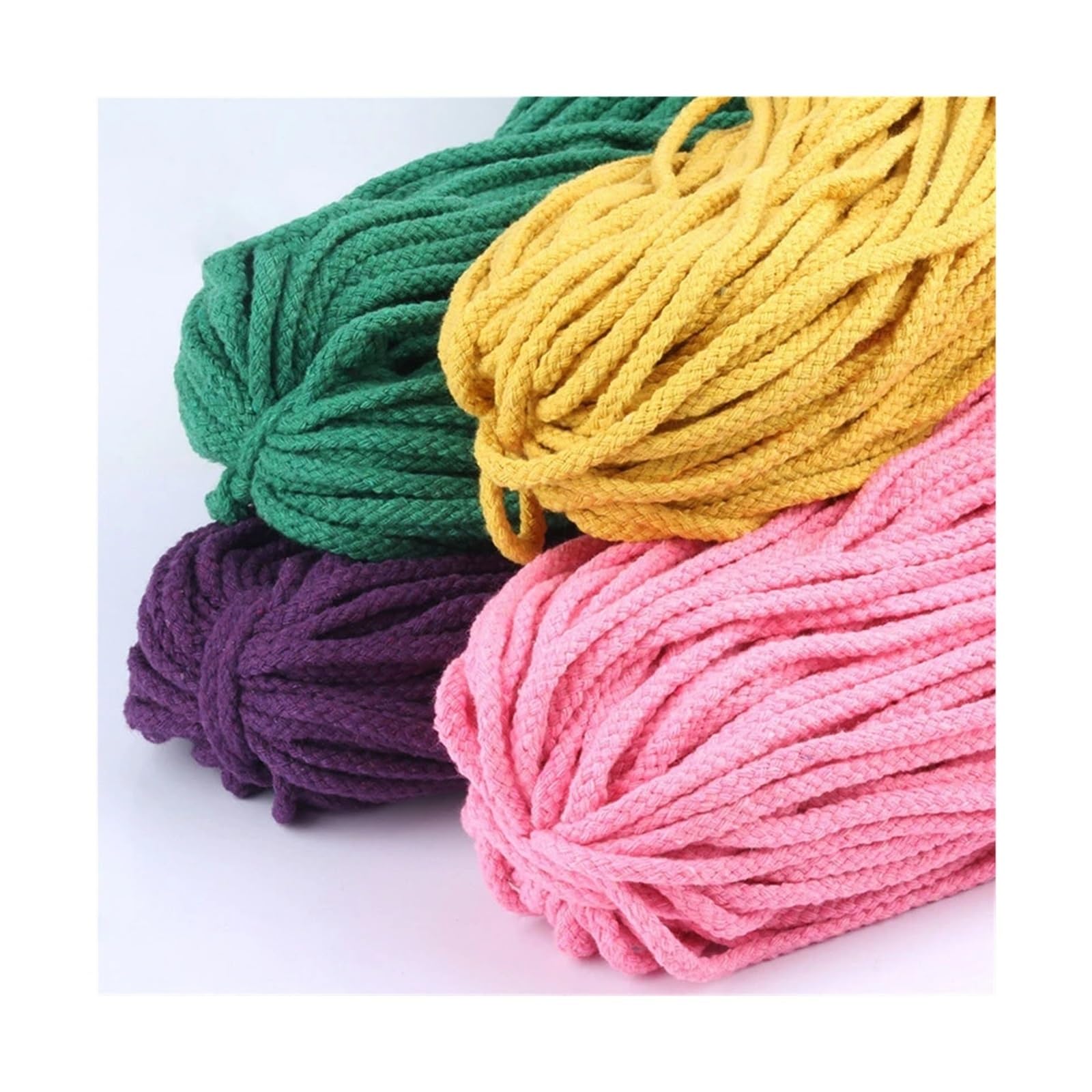 Lina konopna pleciona, 5 mm bawełniany sznurek ekologiczny skręcany o wysokiej wytrzymałości do majsterkowania, tkany dekoracji domu, 4 jardy(Pink 4yards)