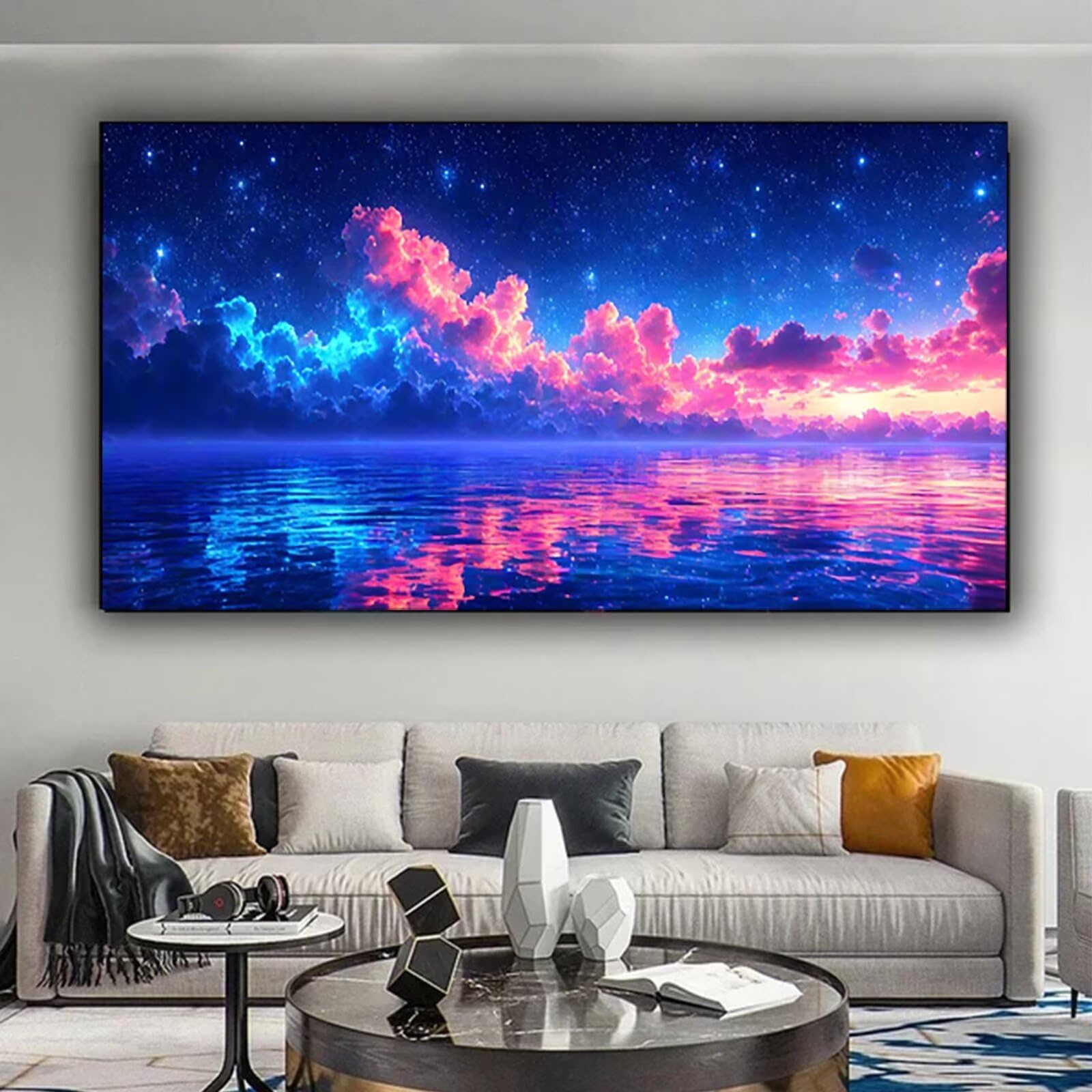 Malen nach Zahlen Kinder Wolke, Geschenke für Mädchen Junge, Bastelset Kinder, Malen nach Zahlen Meer | Malen nach Zahlen Ohne Rahmen, für Home Wand Dekor Geschenk (60x120cm) Bastelset Erwachsene N-4