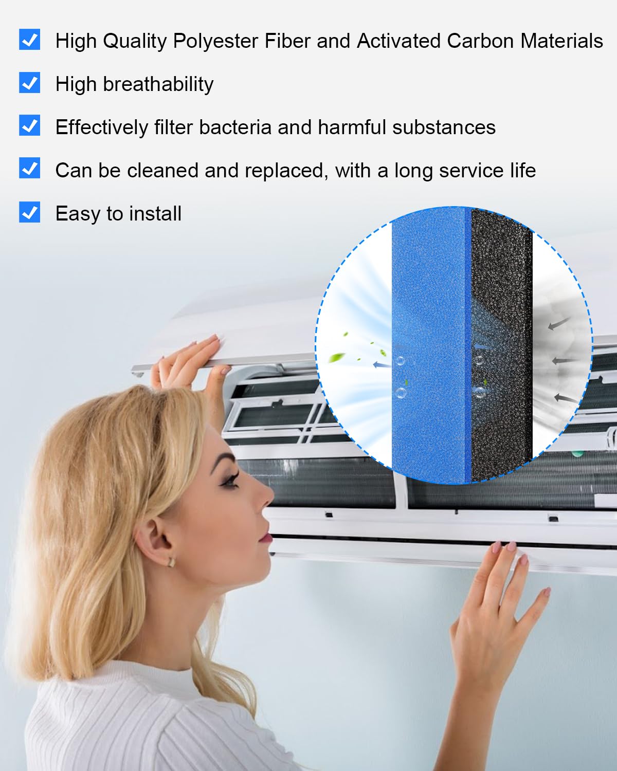 Lot De 8 Filtres De Rechange En Coton Pour Climatiseur Mitsubishi