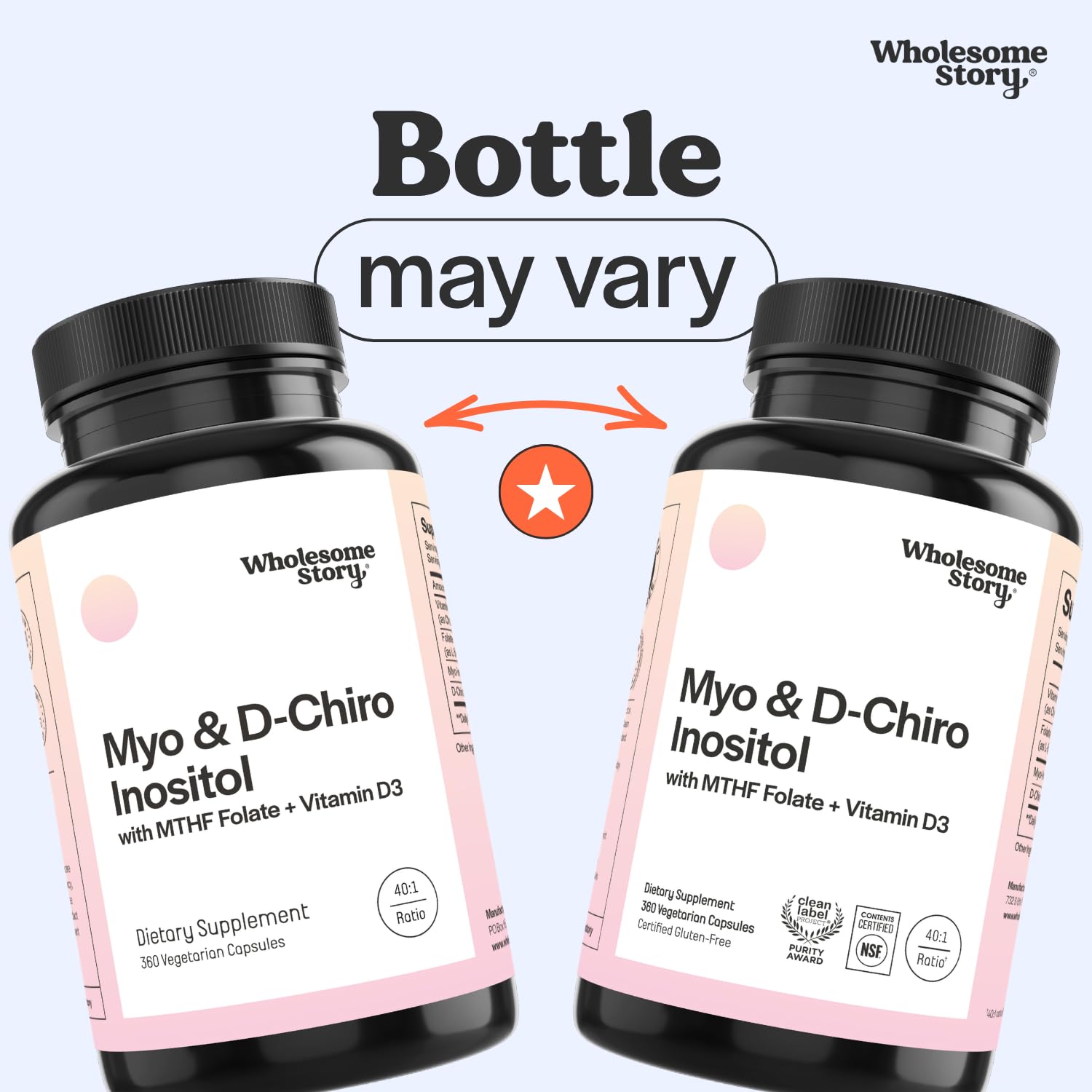 Myo-Inositol & D-Chiro Inositol Capsules with MTHF, Folate, Vitamin D | Support for Ovarian Function, Hormone Balance, & Homocysteine Levels | Fertility Supplements for Women | 360 Count 40:1 Ratio — Amazon image 2