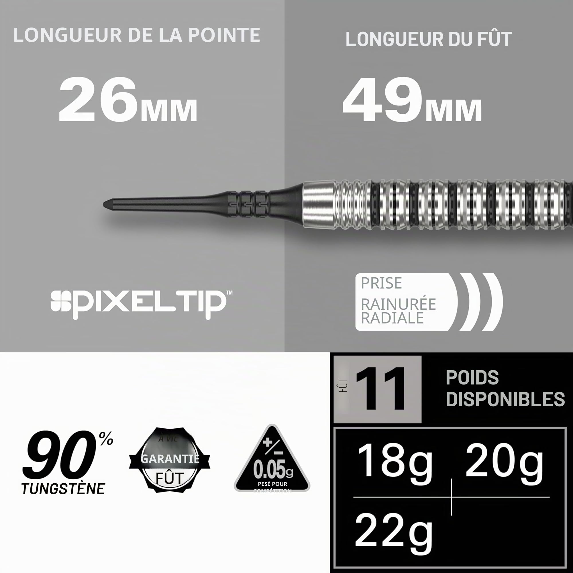 Target Darts Jeu de fléchettes EXO Edition 90% tungstène à Pointe Souple – Jeu de fléchettes Professionnelles à Pointe Souple, fléchettes Pixel Tip avec tiges Pro Grip et ailettes n°6