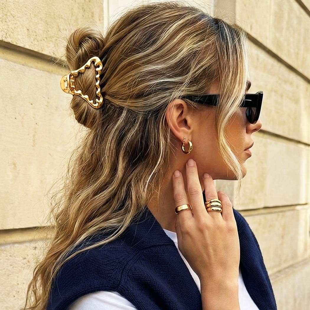 Fashey Metal Claw Clips Gold Hair Clip Small Hair Claws Hair Accessories for Women (Gold) - Image 3