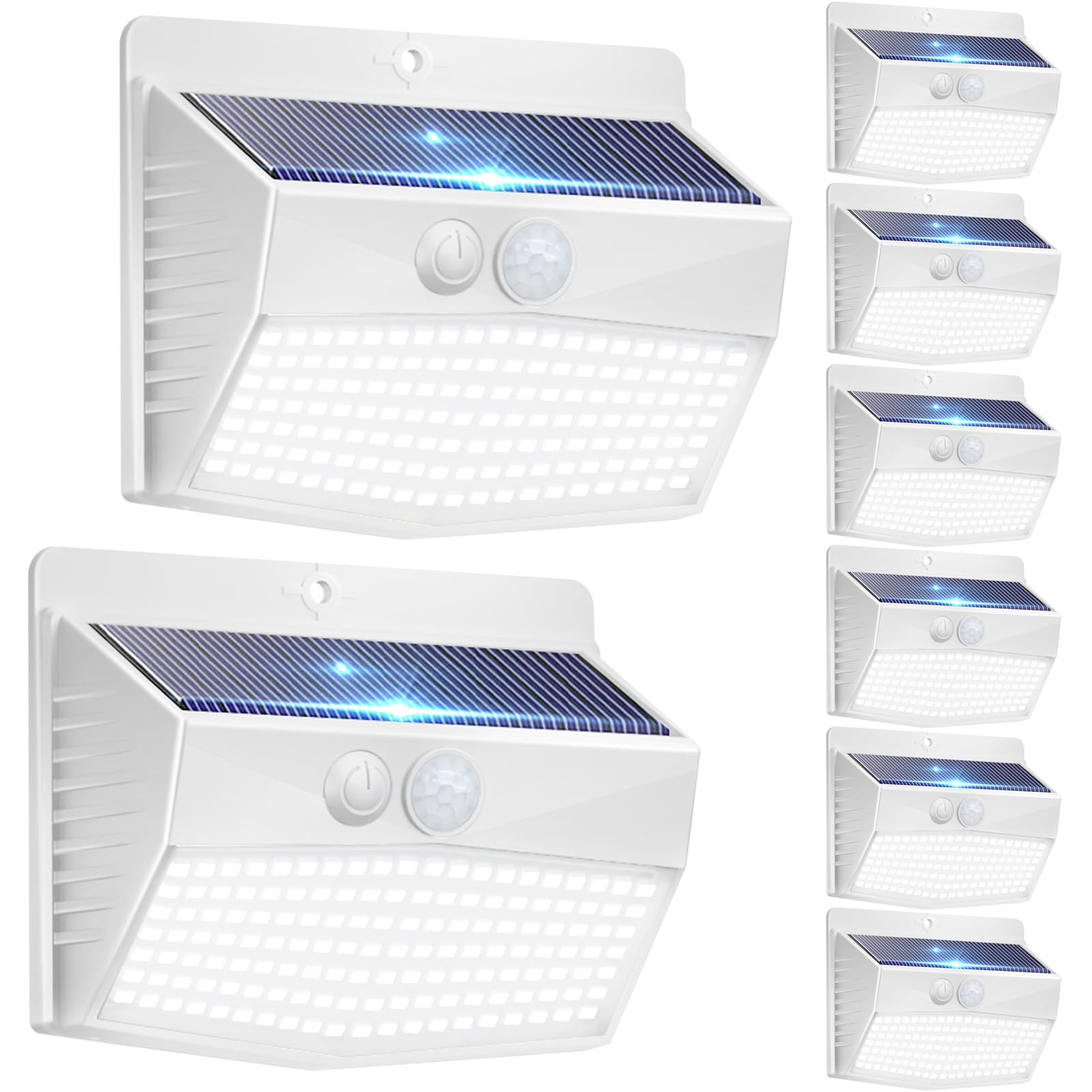 Peasur Solar Outdoor Lights, [8 Packs] Motion Sensor Security Lights with 3 Lighting Modes Wall Lights Waterproof Solar Powered Lights for Garden Yard,White