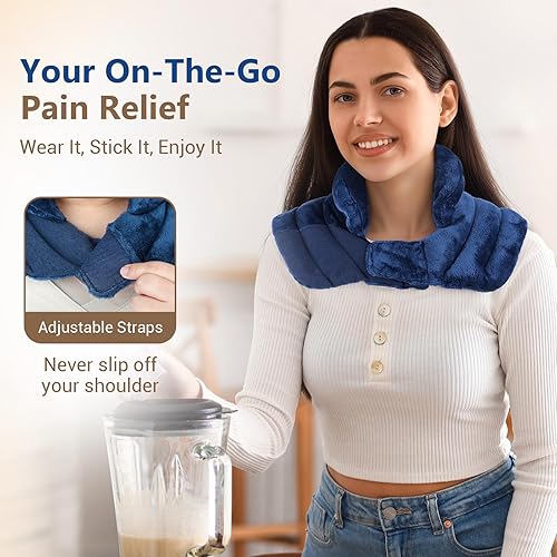 Miniatura 7 de Comfytemp Almohadilla térmica para cuello y hombro, apta para microondas para aliviar el dolor, calentador de cuello con peso de 2.8 libras,