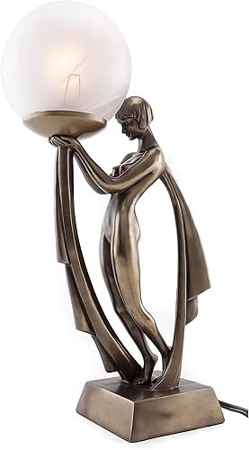 Top Collection Estatua de lámpara moderna Art Deco para dama, escultura decorativa de mesa en bronce fundido en frío de primera calidad, 16