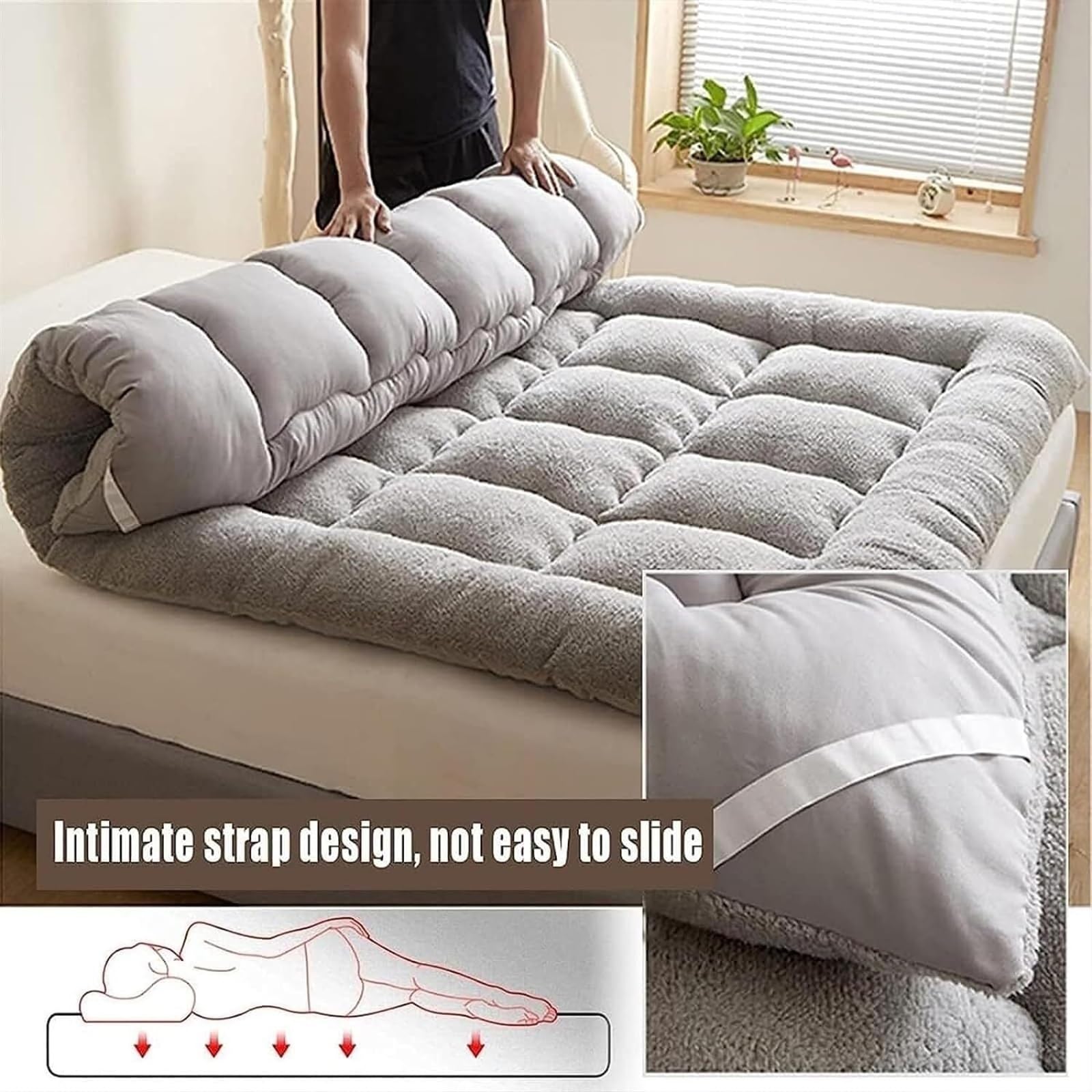 Generico Materasso Tappetino per Dormire Tatami Made in Japan Materasso da Pavimento Materasso futon Spesso 4 Pollici Pile di Lana Tappetino Tatami Tappetino per Dormire Pieghevole per Meditazione Yo