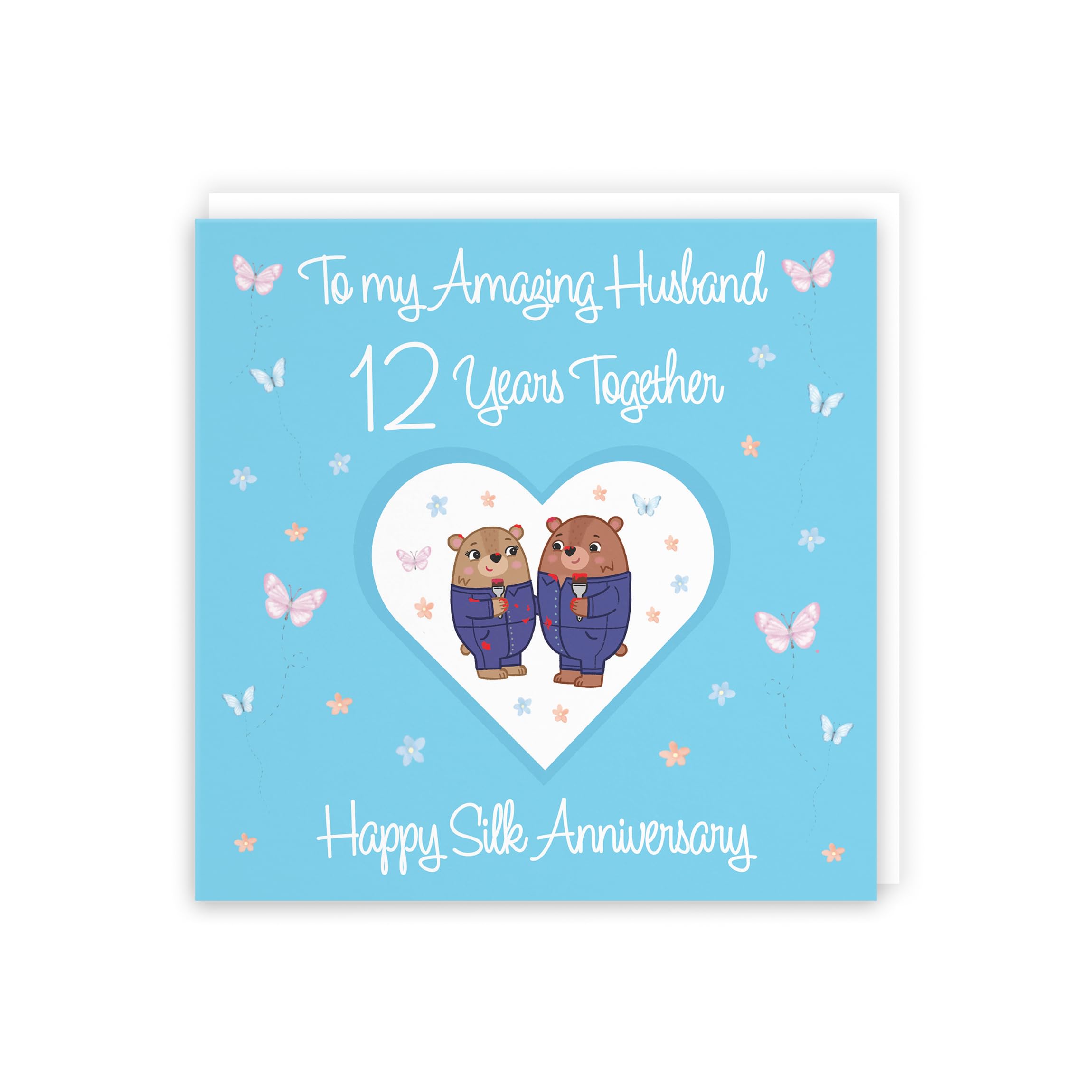 Hunts England, Husband 12th Anniversary Card, 12 Years, Silk Anniversary, Romantic Meadows, Fun Card - Image 3