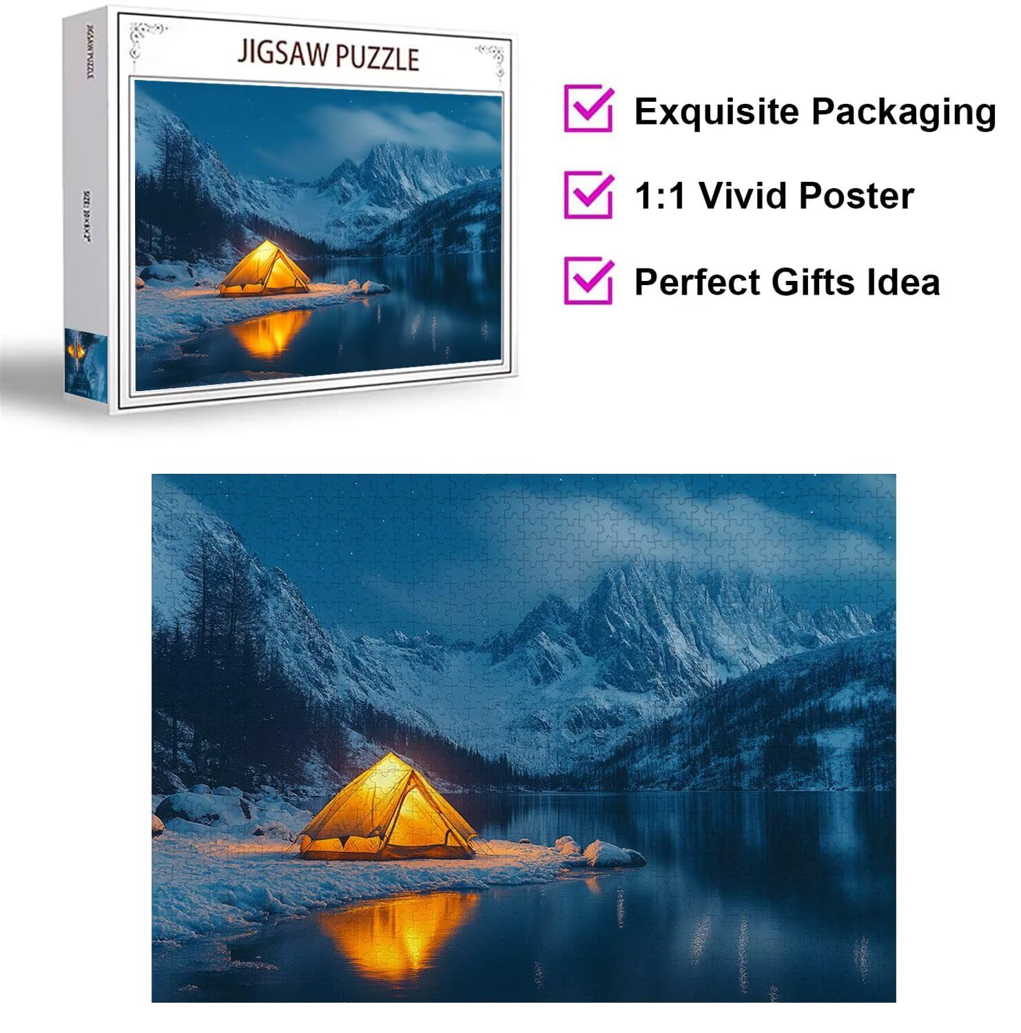 Puzzle dla dorosłych 2000, namiot Snow Mountain, 99x70cm, n-860