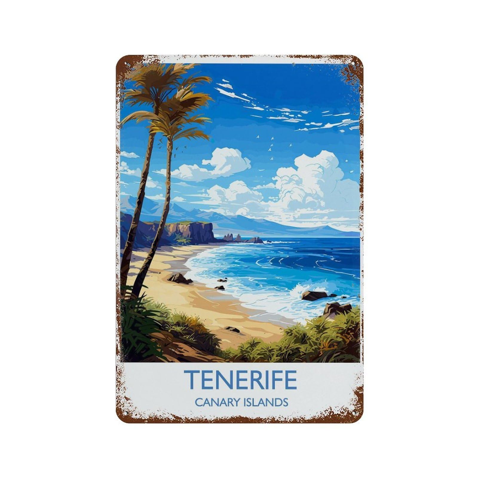 xiaoxiaoshen Tenerife Travel of Canary Islands Lovers Gift Wall Decor Art Metal Tin Poster Modern Home Decor Art Home Bar Shop Decorations Vintage Sign 30x20cm