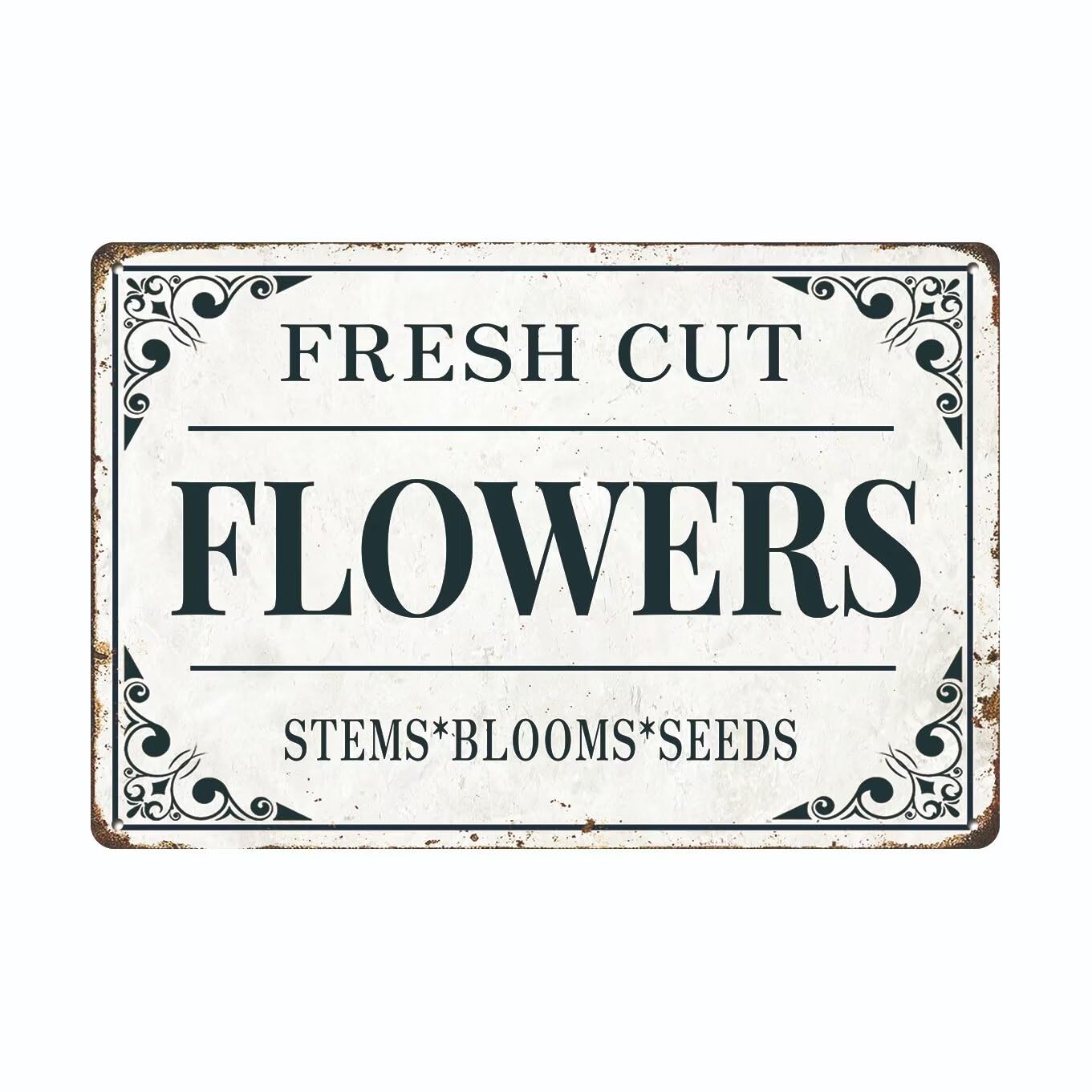 SMAZDFXX Fresh Cut Flowers Signes Vintage Farmers Market Sign Art Flower Shop Wall Decor Garden Sign Metal Garden Signs For Outside 12"x16"