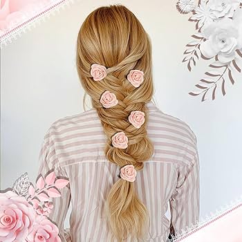 Amazon.com : YAEISM 6PCS Pink Flower Hair Clips Small Satin Rose