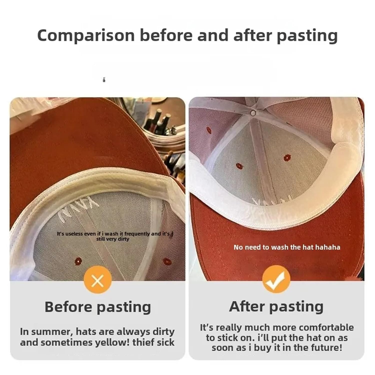 Collar Protectors For Shirts 60pcs Disposable Sweat-Absorbing Hat Liners Forehead & Brim Strips