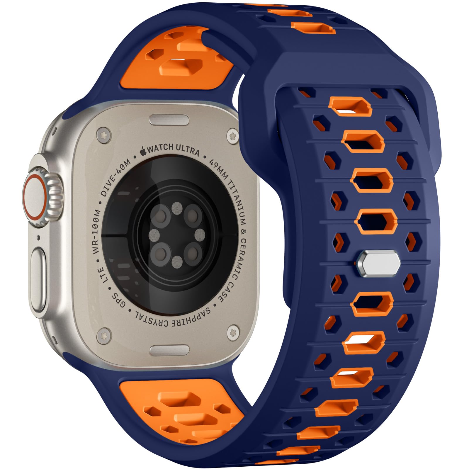 Maledan Compatible with Apple Watch Bands for Men, 44mm 45mm 46mm 49mm 42mm, Breathable Sport Silicone Strap Compatible with Apple Watch Ultra 2 &