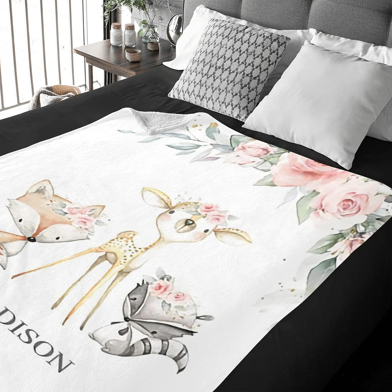 Personalized Baby Blanket with Name Animals Custom Baby Blankets for Girls with Name Baby Boy Gifts Baby Products Super Soft Blankets for Newborns Nursery Decor Neutral