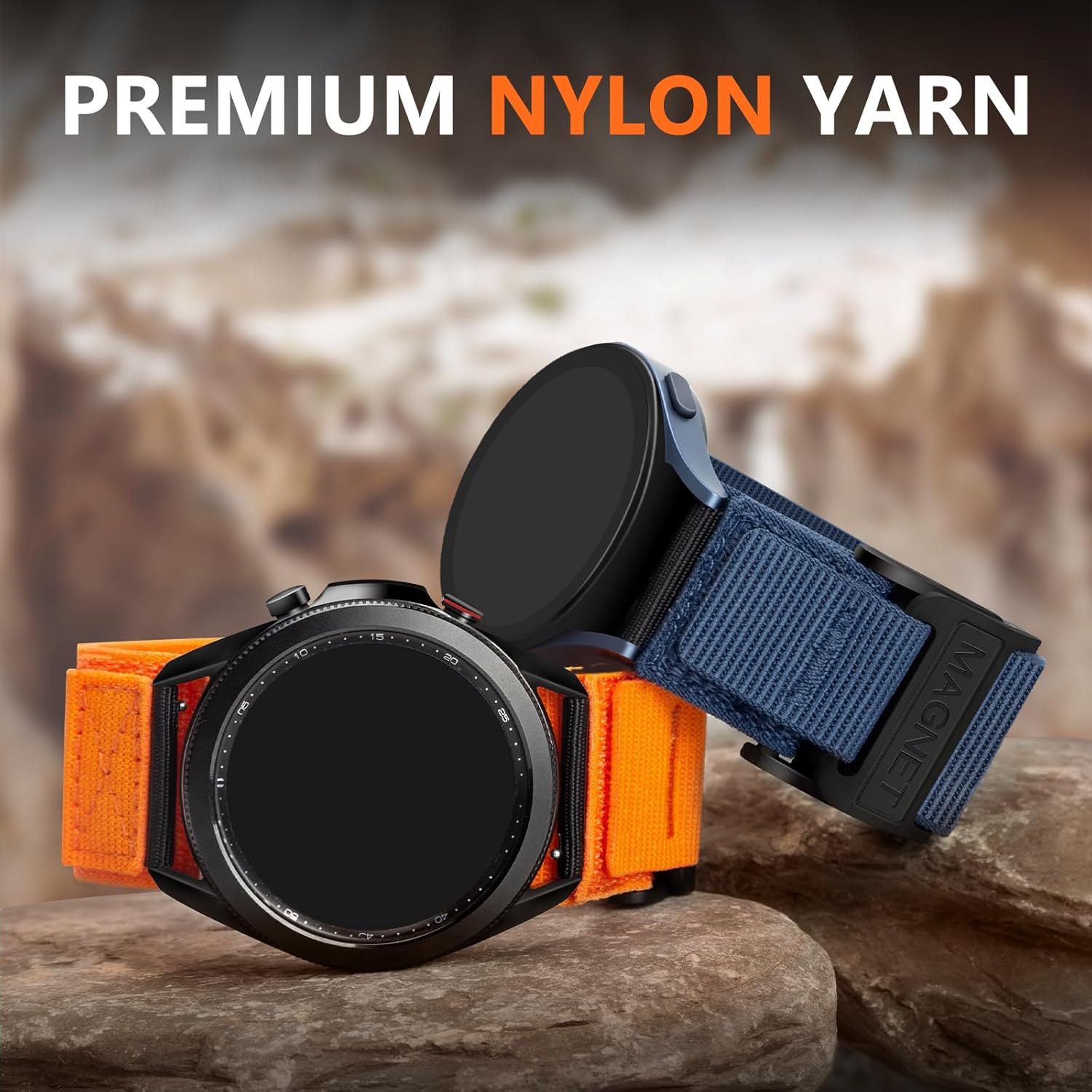 Compatible with Samsung Galaxy Watch 3 45mm/Galaxy Watch 46mm/Gear S3 Frontier/Classic, featuring a 22mm nylon magnetic buckle strap, specifically designed for men. - Image 5