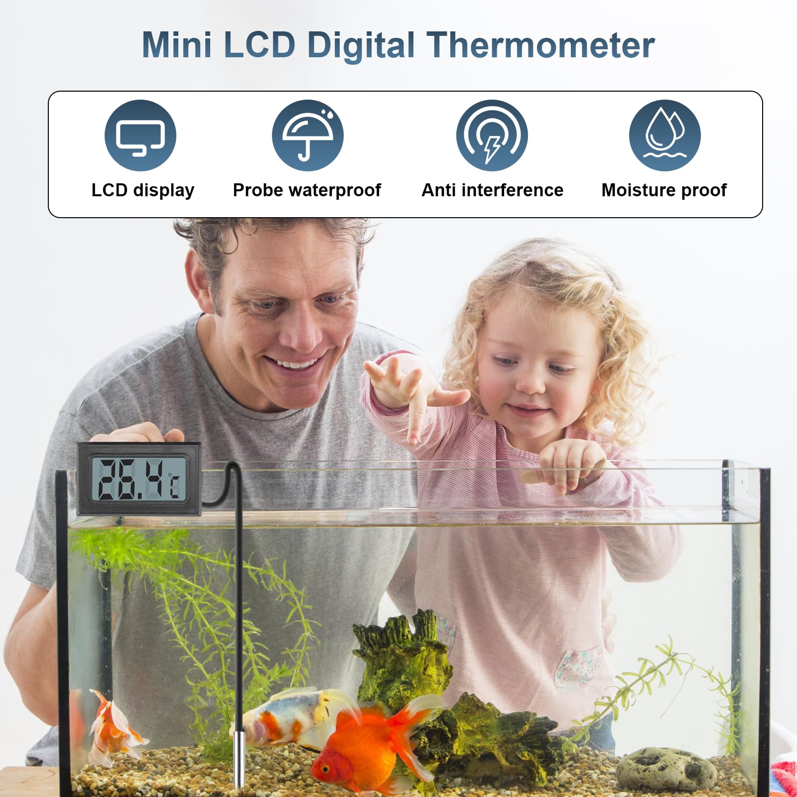 6 termometri digitali LCD da -50 ℃ + 110 ℃, monitor digitale LCD con sensore esterno, monitoraggio della temperatura, termometro con sensore per frigorifero, congelatore, acquario