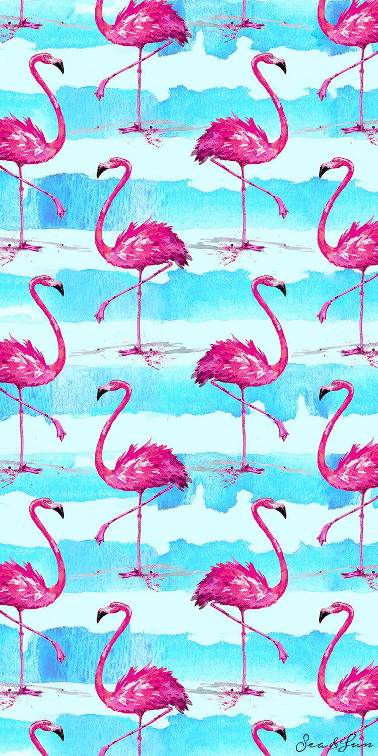 Miracle Home. Flamingo Microfibre Towel, 100% Polyester, 75 x 145 cm. 11804