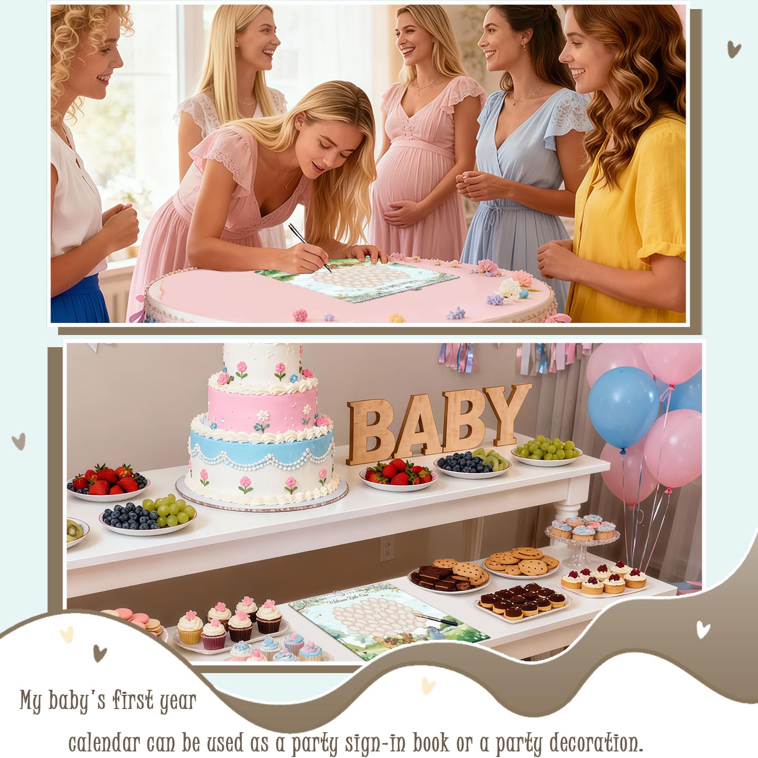 Babykalender Erstes Jahr mit Aufklebern, Winnie Baby Erstes Jahr Erinnerungsbuch, Baby Meilenstein-Kalender, Baby erstes Jahr Andenken Buch, Baby Ultraschall Foto Erinnerungsbuch, Babyparty Gästebuch