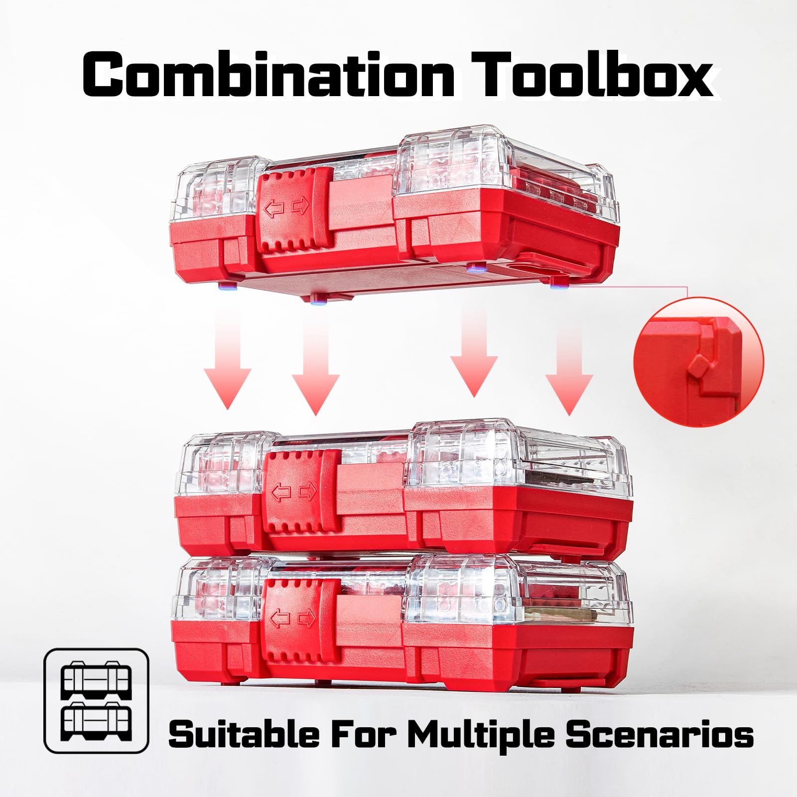 Geinxurn Juego de 65 puntas de destornillador de impacto, puntas magnéticas de acero S2 Phillips/ranuradas/cuadradas/torx, soporte de brocas de impacto con caja de almacenamiento roja