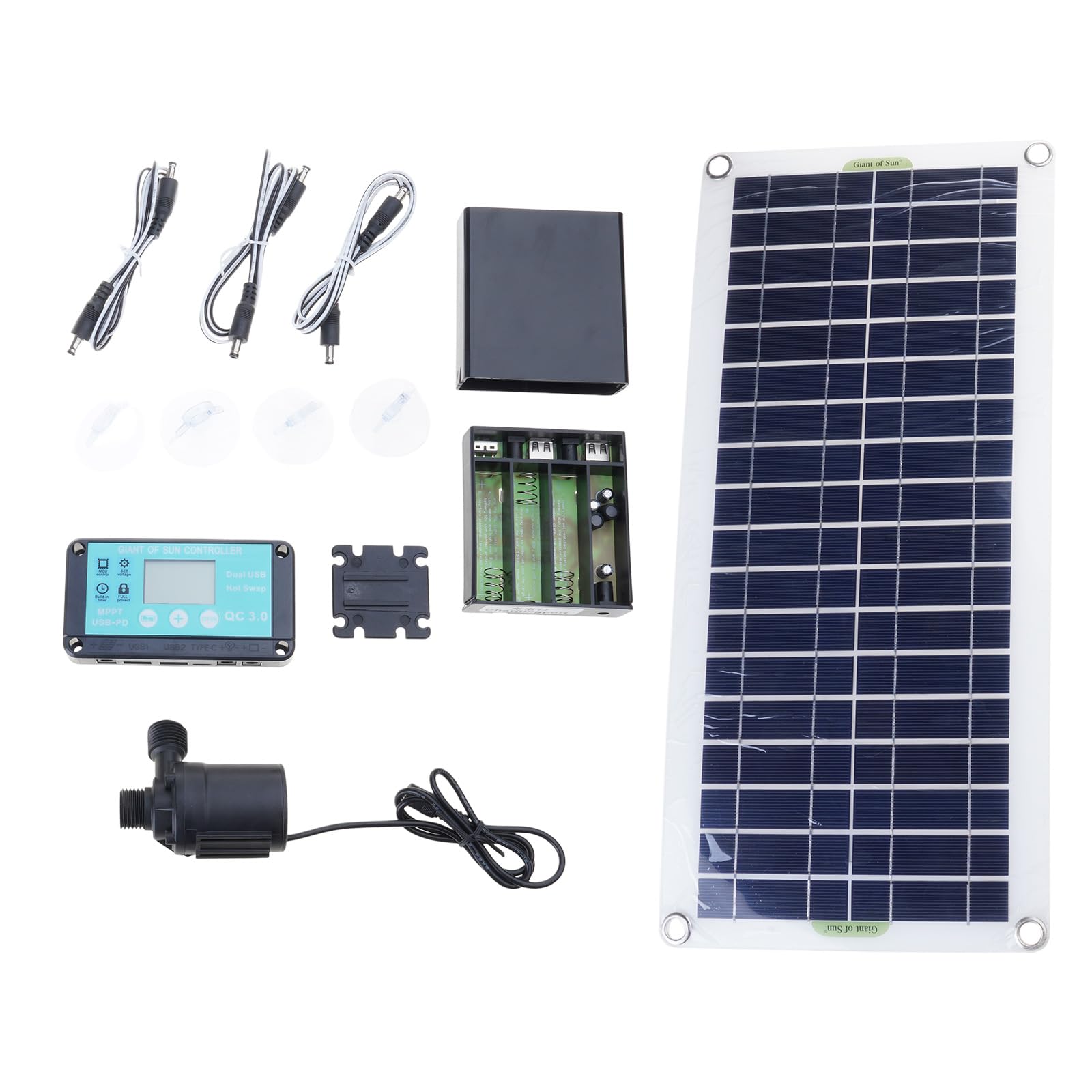 Solar Fountains Pump 100W Panel Lift Energy Storage Box for Pond Hydroponics Water Circulation Solar Pump