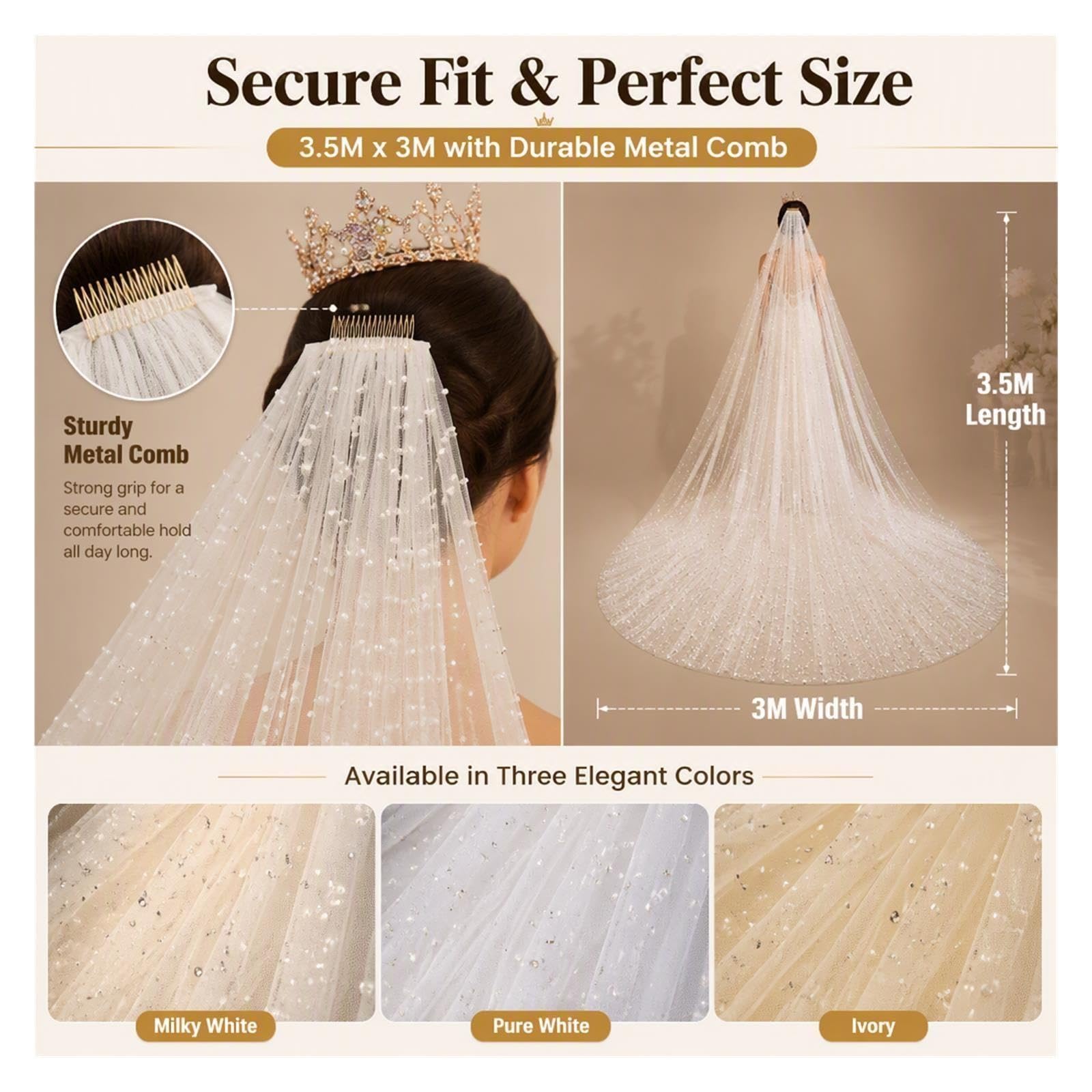 Velo da Sposa Velo di Perle e Strass con Strascico Etereo Onirico