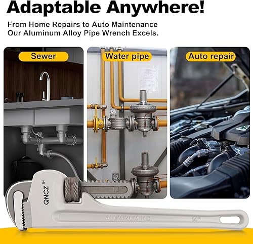 Miniatura 8 de Juego de llaves de tubo, llave de tubo profesional de aluminio de 14 y 8 pulgadas, llave de plomero resistente para fontaneros, tubería, hogar,
