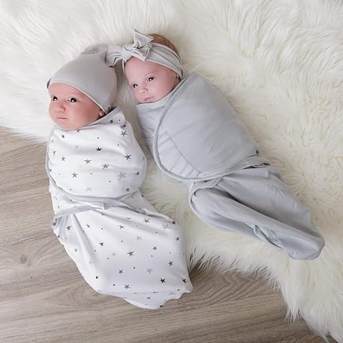 Miniatura 7 de Ely's & Co. Pañales ajustables para recién nacidos, pañales de bebé de 0 a 3 meses, saco de envolver con velcro para bebé niñaniño, paquete de 2