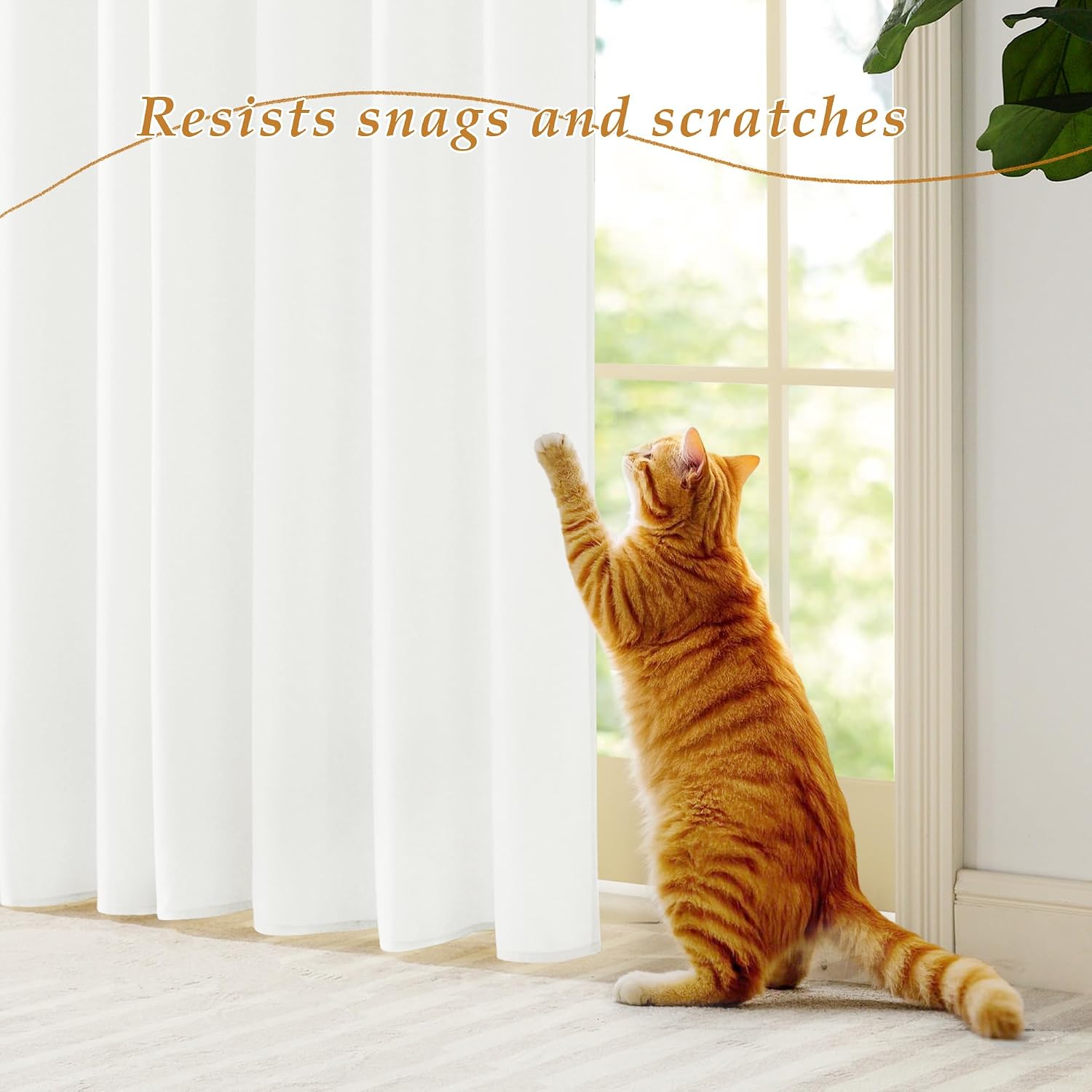 RYB HOME White Semi Sheer Curtains 84 inches Long Non See Through Drapes