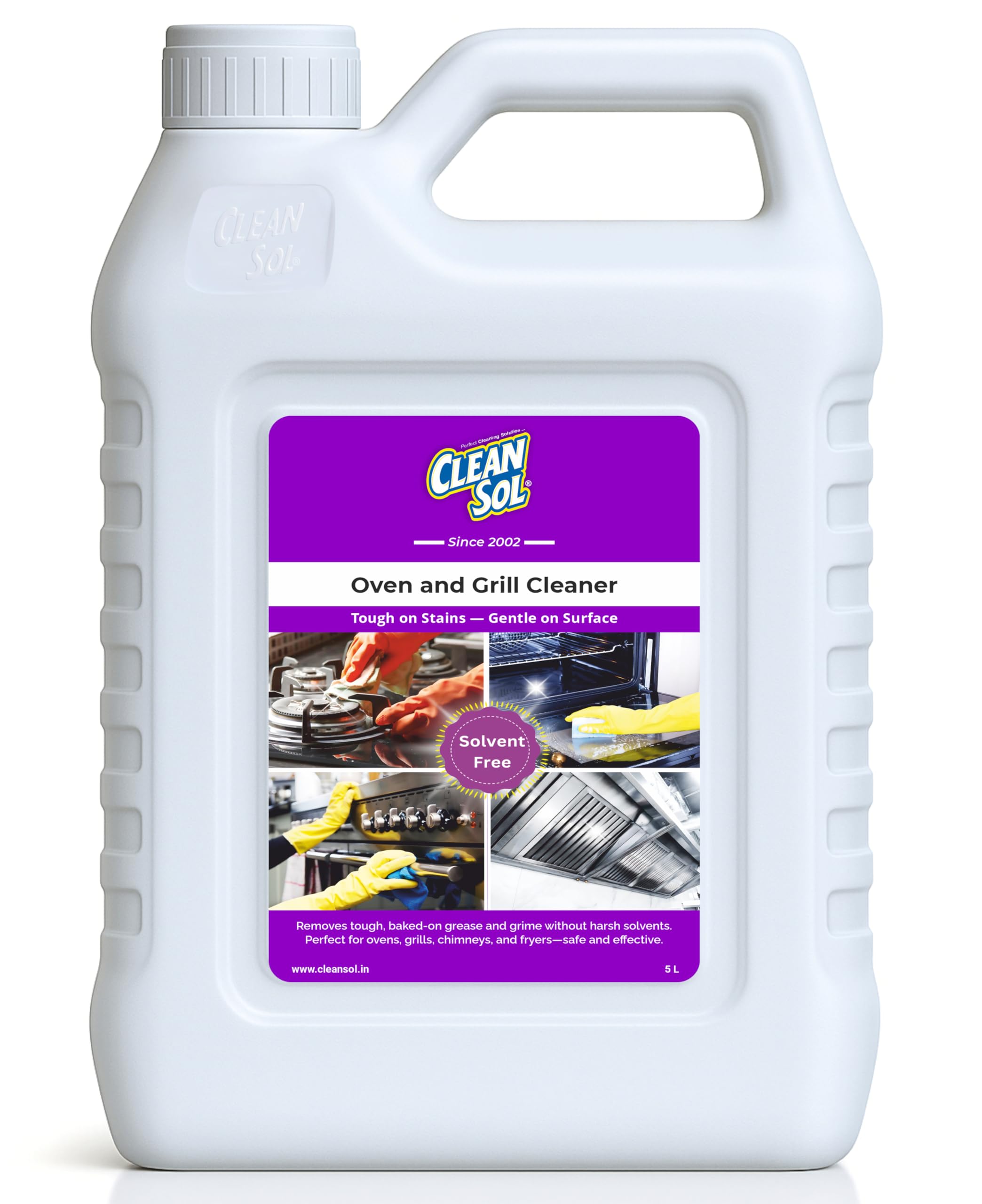 Cleansol Oven & Grill Cleaner – 5L | Heavy-Duty Kitchen Degreaser for Oven Interiors, Grills, Gas Burners, Baking Trays, Chimneys & Exhaust Hoods | Removes Burnt Grease, Oil & Carbon Residue