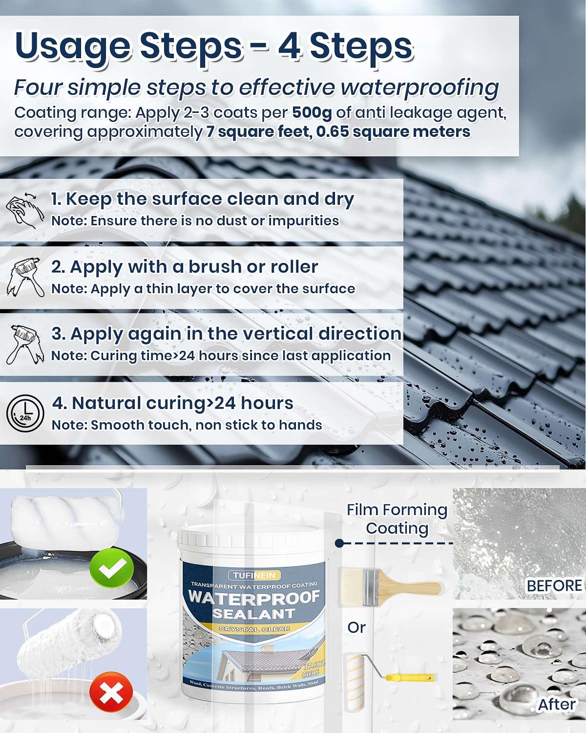 Liquid Waterproof Sealant Clear, TUFINEIN Invisible Anti-Leaking Sealant Agent - Image 3