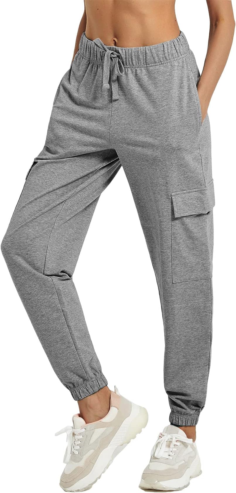 Women's Cargo Joggers Pants, Casual Loungewear Pants with Pockets, Cotton Sweatpants for Fitness Workout