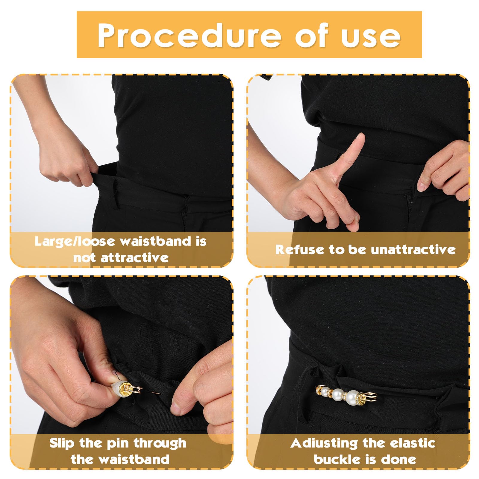 YUXIANLB 8 Pcs Pearl Brooch Pins, Safety Pins for Clothes, Faux Pearl Brooches for Women Girls Pant Waist Tightener Pearl Pins, Decorative Safety Pins for Clothing, Jeans, Waist Pants Extended 2