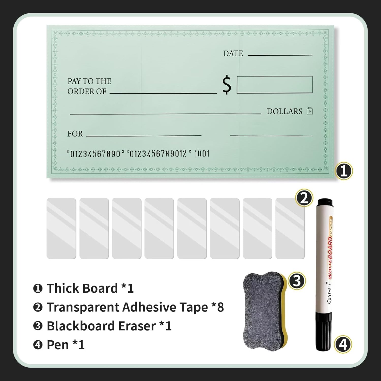 48 x 24 Inches Foldable Giant Check for Presentations, Dry Erase Big Blank Check, Large Fake Check, Oversized Checks for Fundraisers, Prizes, Awards,Retirement, Charity & Donation Events
