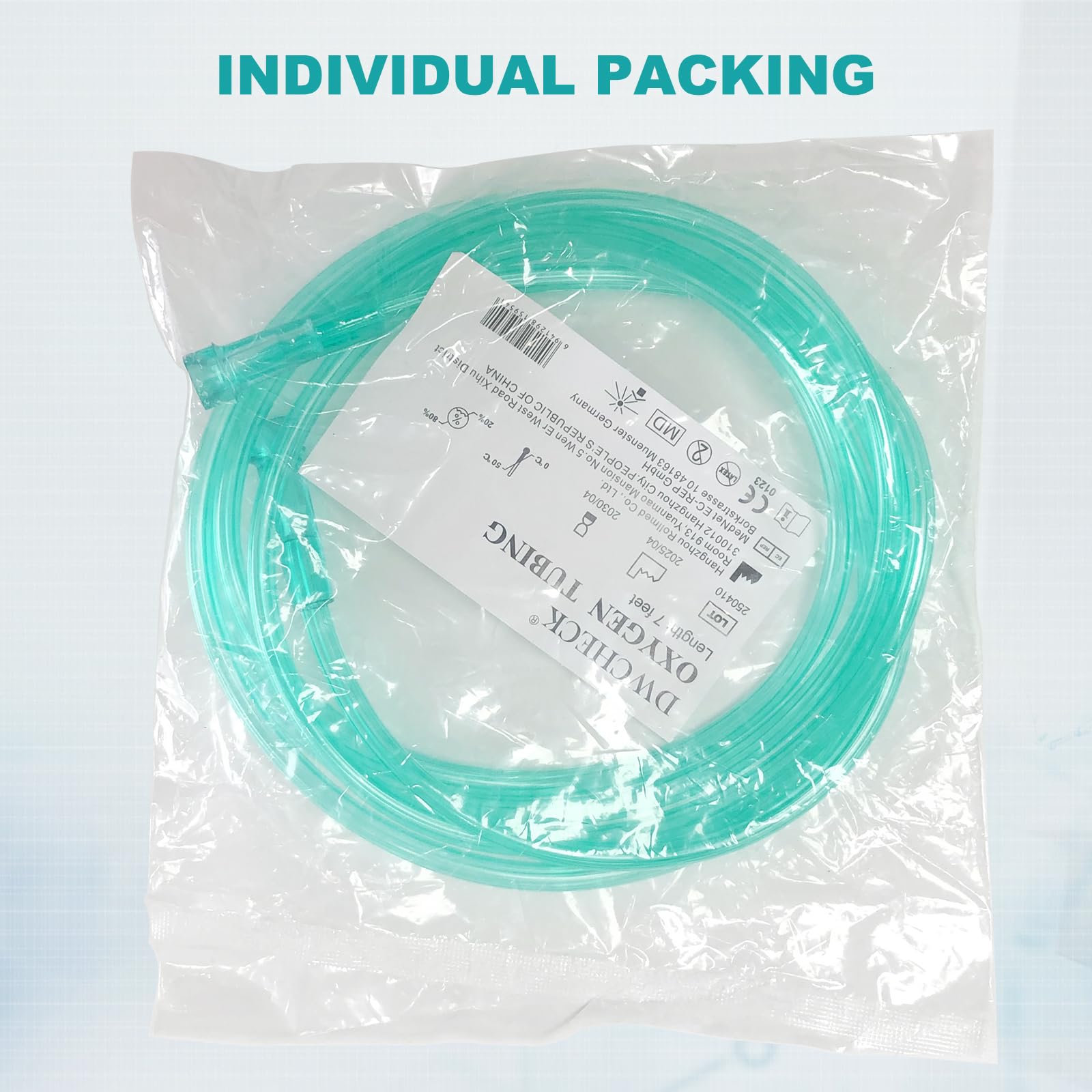 Confezione da 3 tubi per ossigeno, 50 m, colore verde, resistenti agli urti, non si attorcigliano, resistenti, interfaccia universale, confezionati singolarmente