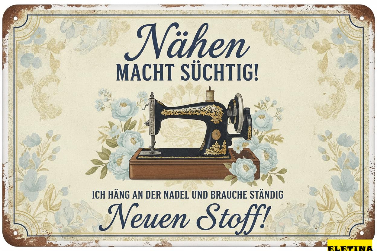 Personalized Sign for Man Cave Nhen Macht Schtig Ger Metal 8x12in Sewing Humor Plaque Craft Room Wall Decor Quilter Gift Private Property Decorative