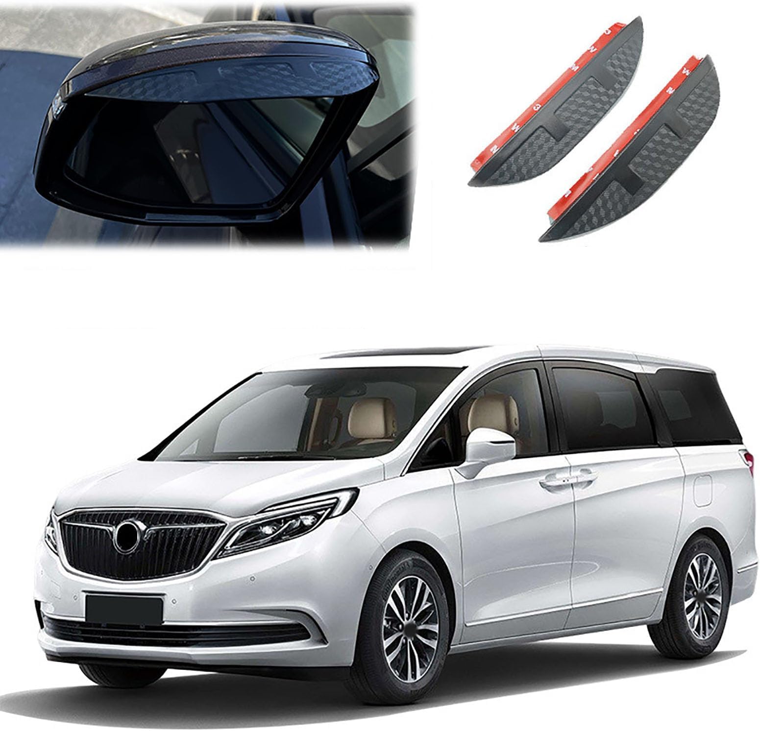 Compatible with Buick GL8 2017+, 2PCS Rear View Side Mirror Rain Board Eyebrow Shield Rainproof Cover Sun Visor Car Exterior Accessories