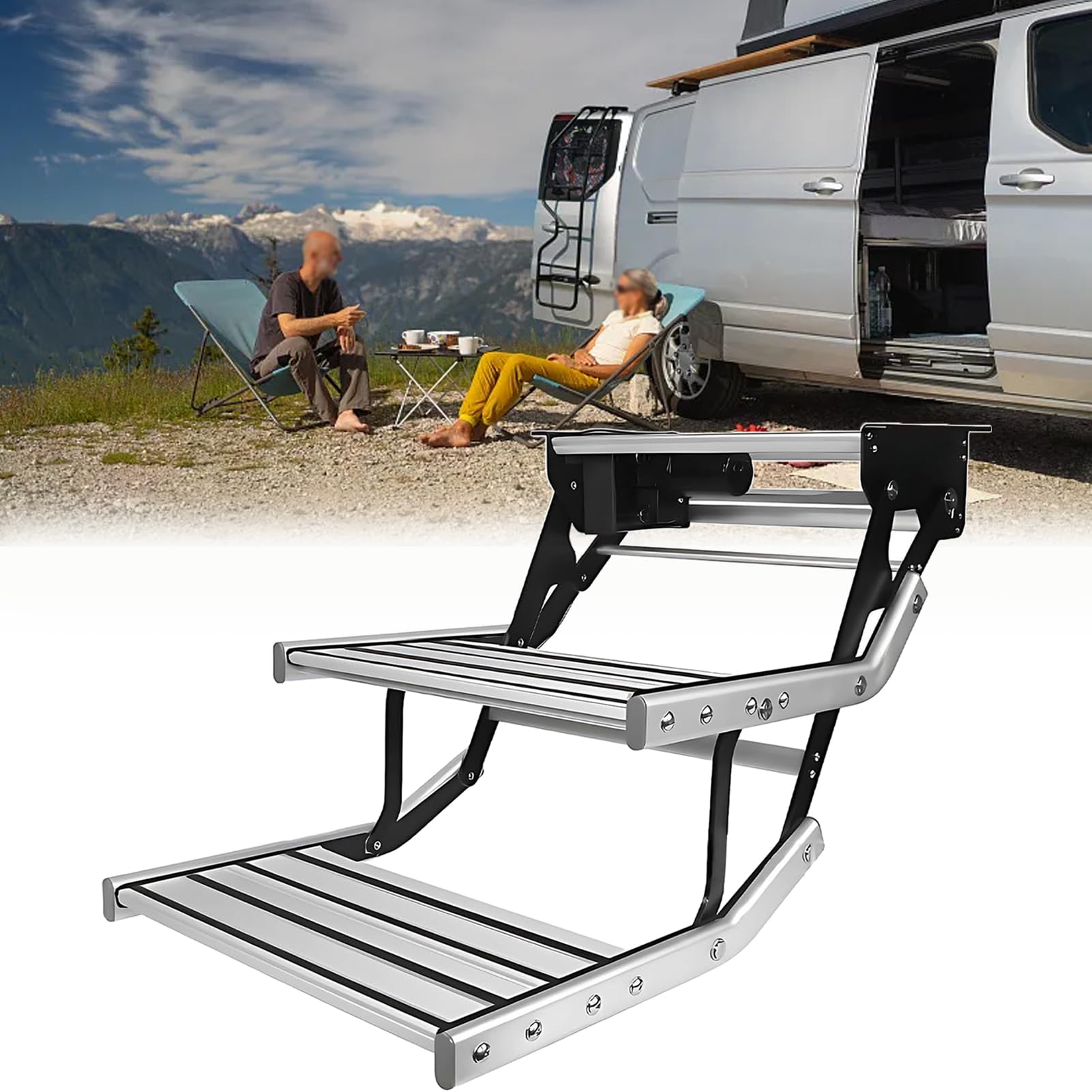 Marchepieds électriques camping-car antidérapants pour sécuriser l'accès et éviter les chutes