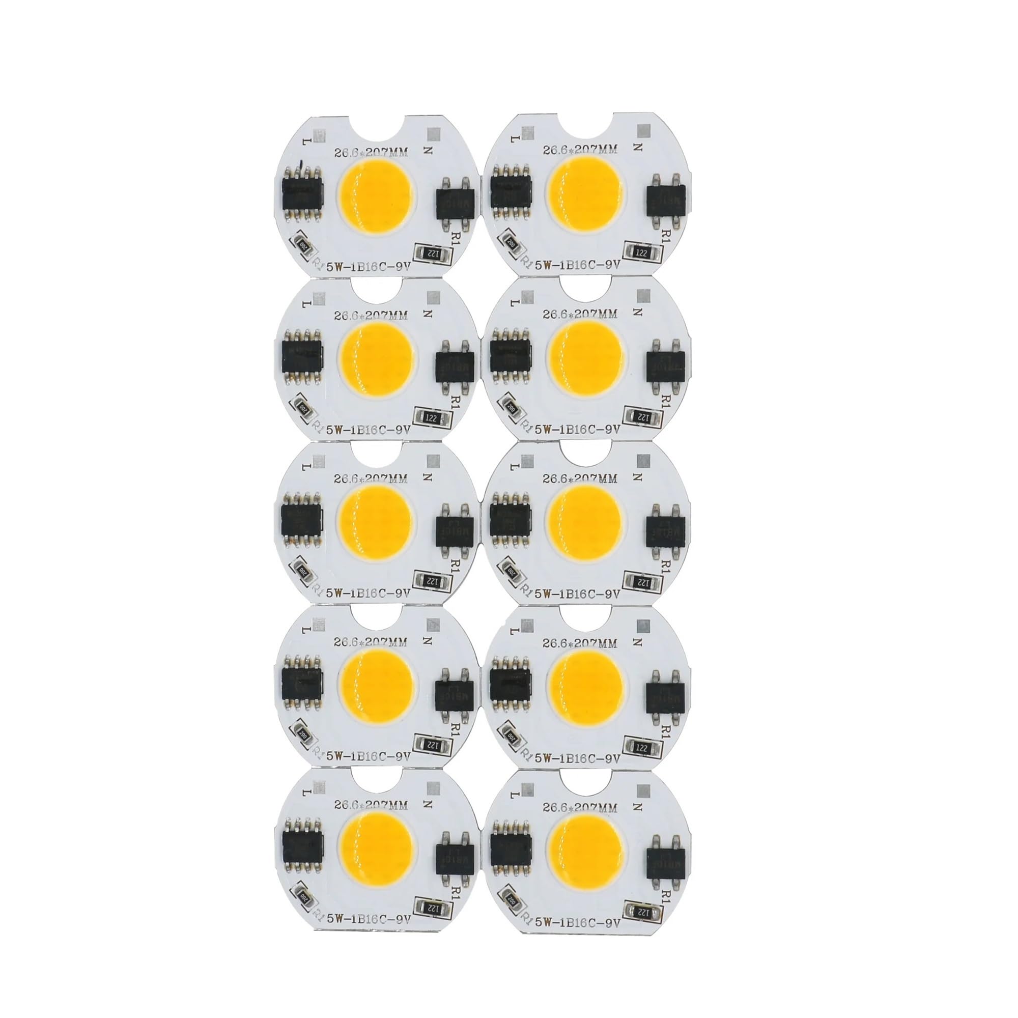 TCTKPAMANZ 10pcs LED COB Lamp Bead 5W 9V COB Chip 220V Smart IC No Need Driver DIY Flood Light Led Bulb Spotlight Outdoor Chip Lamp(Warmwhite)