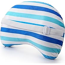 Yaomiao Inflatable Beach Pillow 17"x10" with Removable Cover, Beach Chair Stripe Backpacking Pillow with Strap for Summer Sand Pools Travel Vacations Pools Camping
