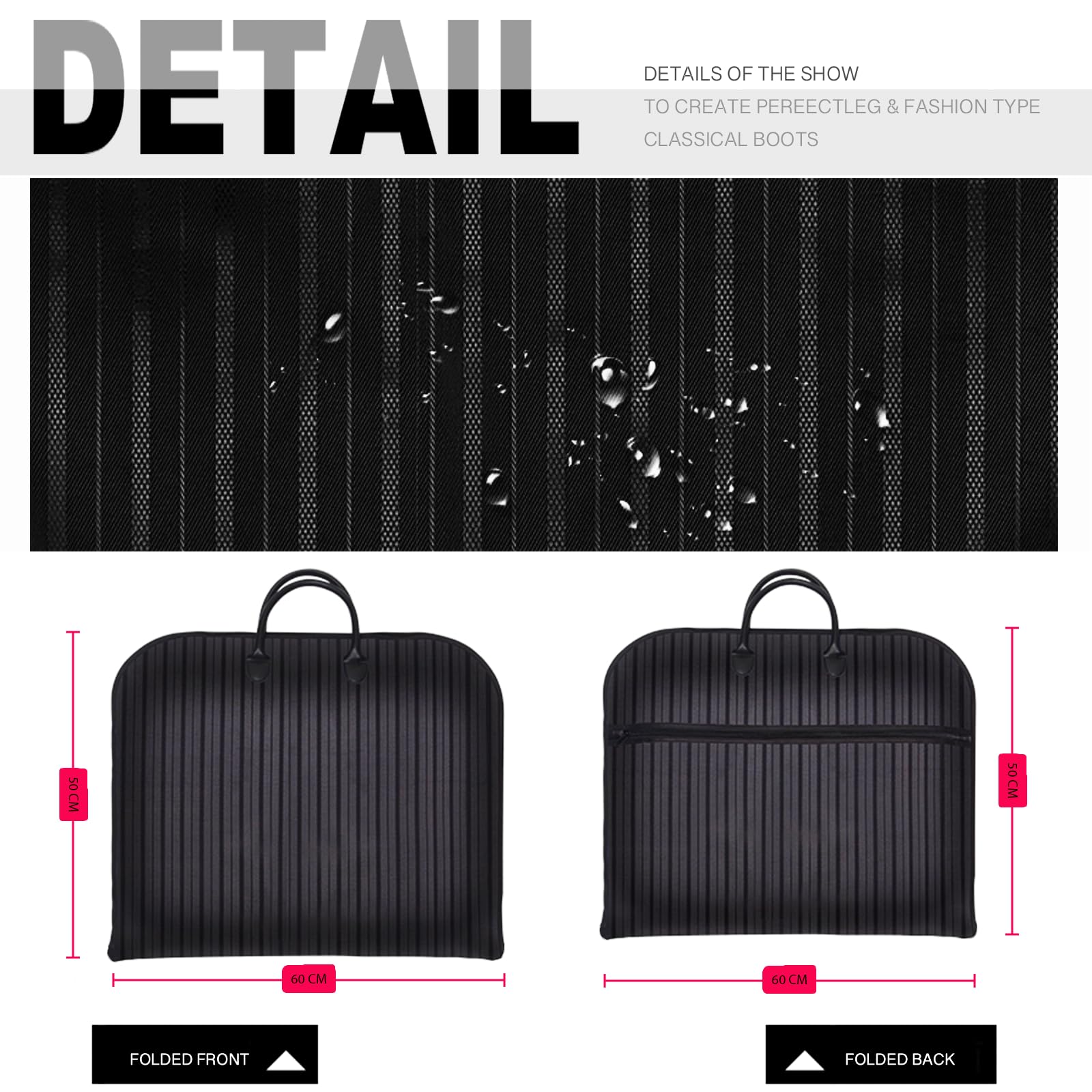 SHIWEICHI Extra Large Garment Bag for Suits 43x24 Inches - Waterproof Oxford Travel Suit Bag, Foldable Hanging Clothes Bag for Business Trip, Wedding, Airplane (Black)