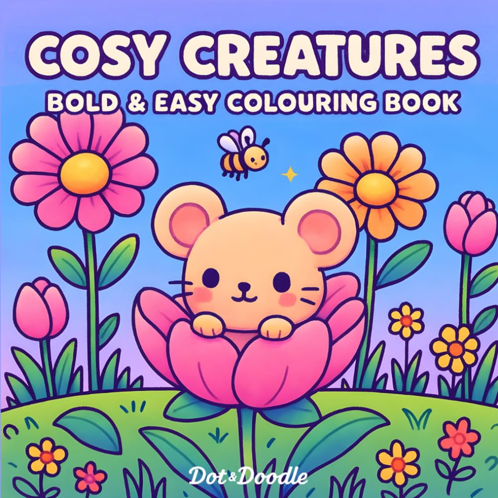 Cosy Creatures: Bold & Easy Colouring Book for All | Cute Animal Scenes for Relaxation & Stress Relief