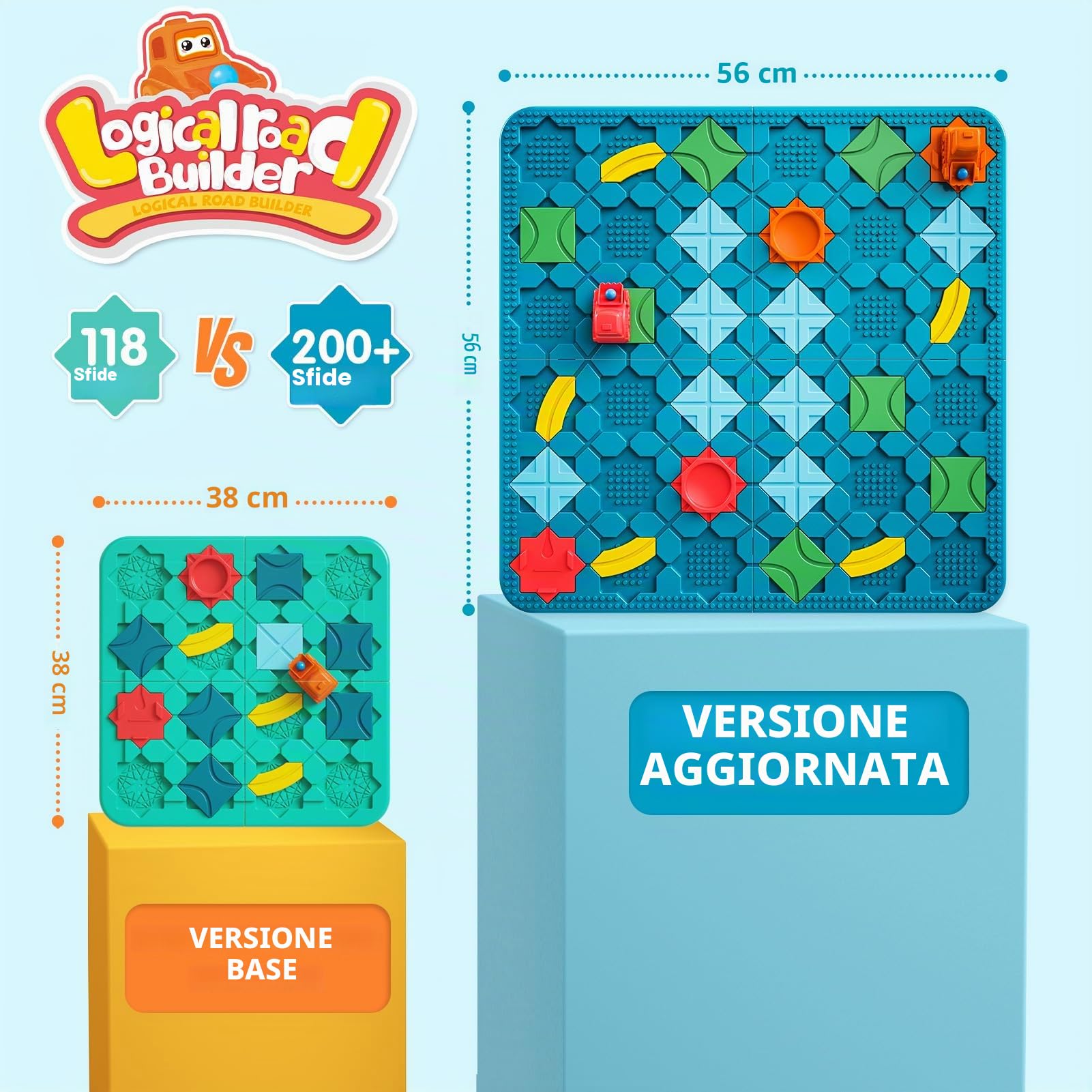 burgkidz Giochi di Società Logica Giocattoli per bambini 4 5 6 7 8 anni, 56 x 56 CM Grande Giochi da Tavolo Labirinto Puzzle Logico Costruttore di Strade, Cervello Famiglia Regali di Compleanno 4-8