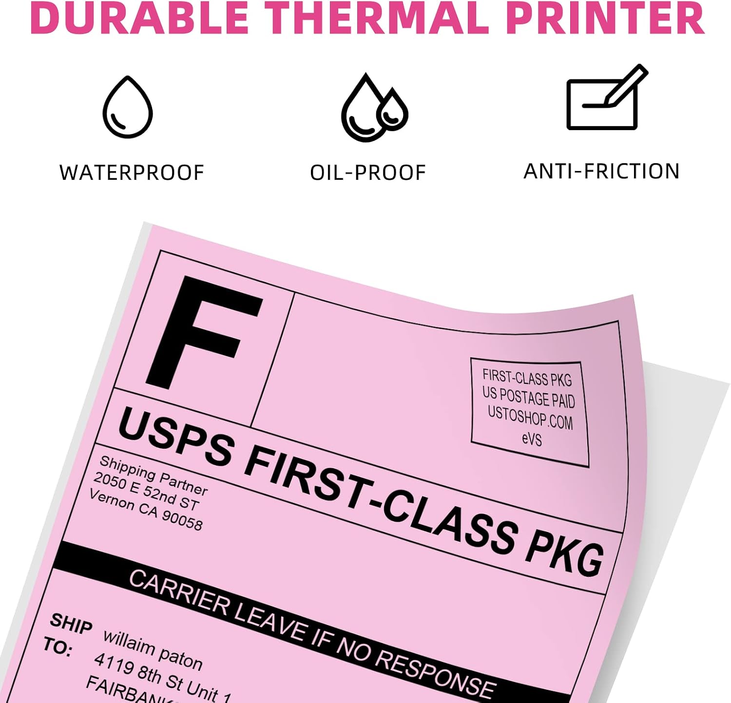 Phomemo 4x6 Thermal Label Printer Paper - 500 PCS Pink 4"x6" Fan-Fold Label Shipping Supplies Labels - Water/Oilproof Label Stickers - Permanent Adhesive Thermal 4x6 Labels for Small Business Supplies