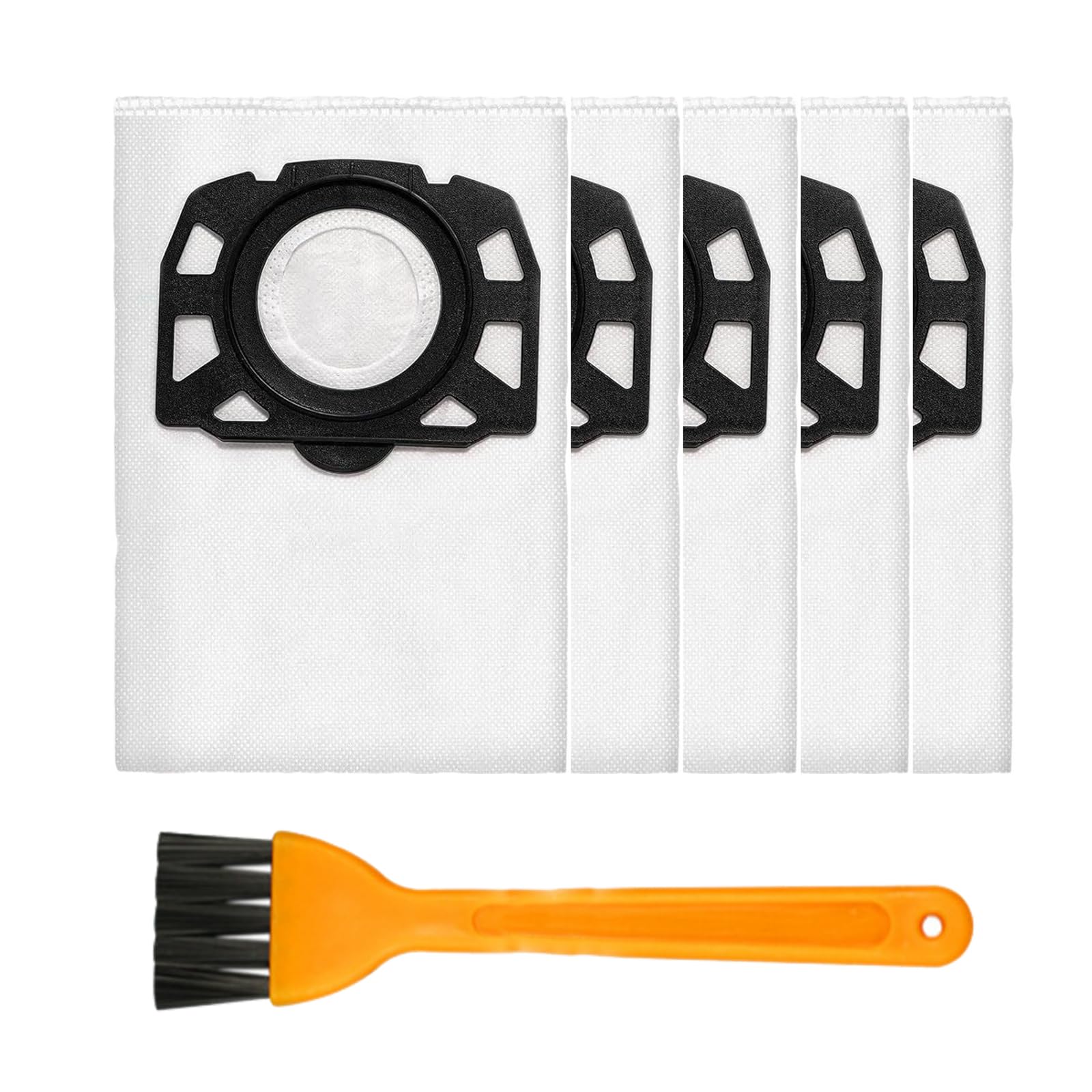 Lot de 5 Sac Aspirateur pour Karcher WD4 WD5 WD6 MV4 MV5 MV6 KFI 487, Remplace Piece 2.863-314.0 et 6.959-130.0 (5 sac Aspirateur+1 Paire de Pinceaux)