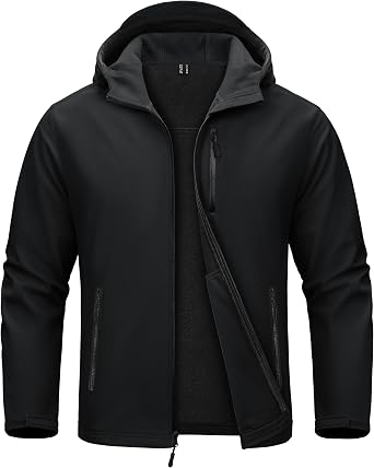 MAGCOMSEN Mens Jacket Waterproof Fleece Lightweight Softshell Rain Coat