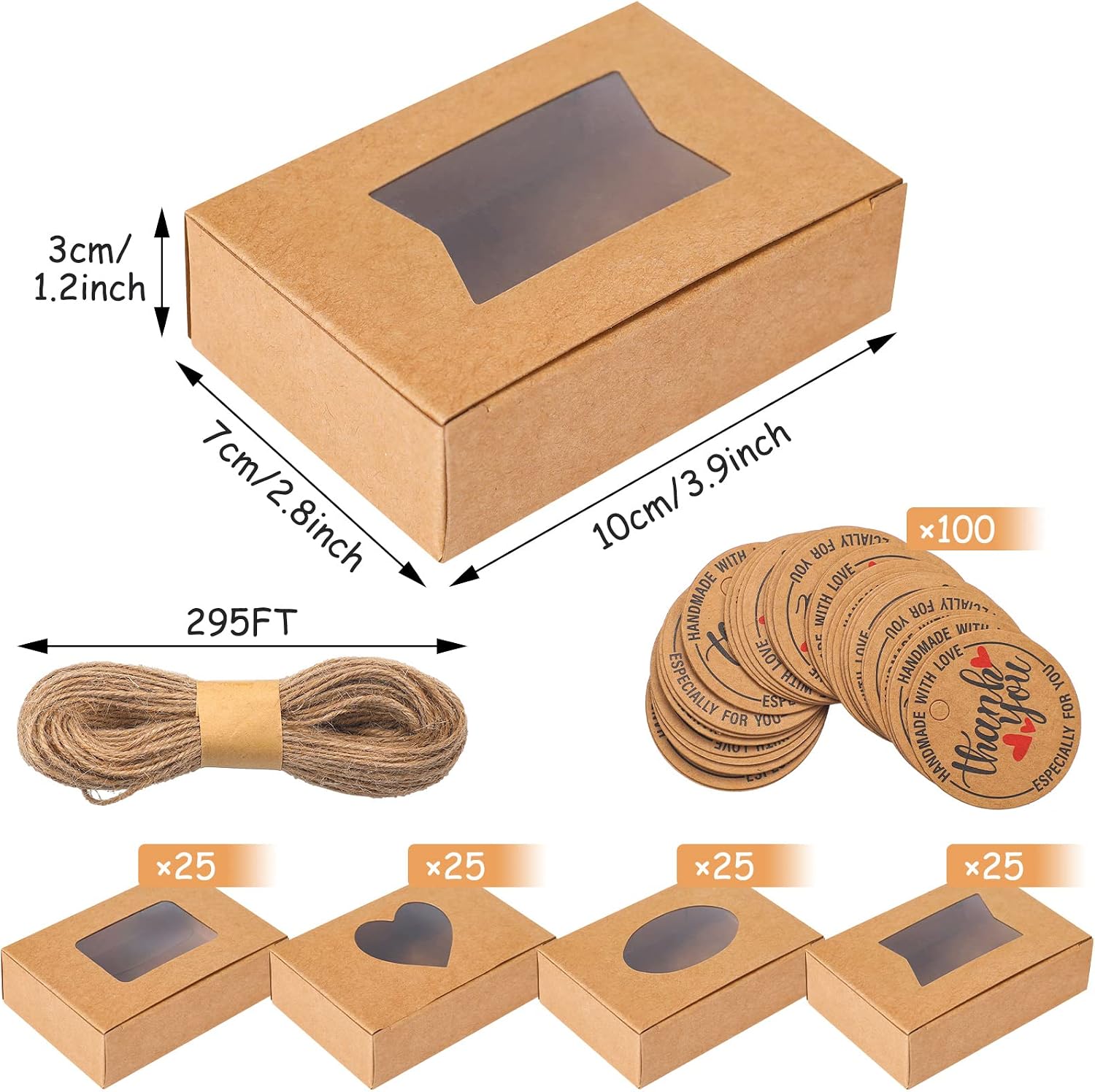 Kosiz 100 Pack Kraft Soap Boxes with Clear Windows,Brown image 2